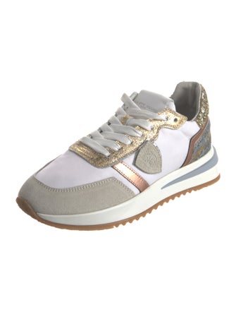 Philippe Model Suede Colorblock Pattern Sneakers