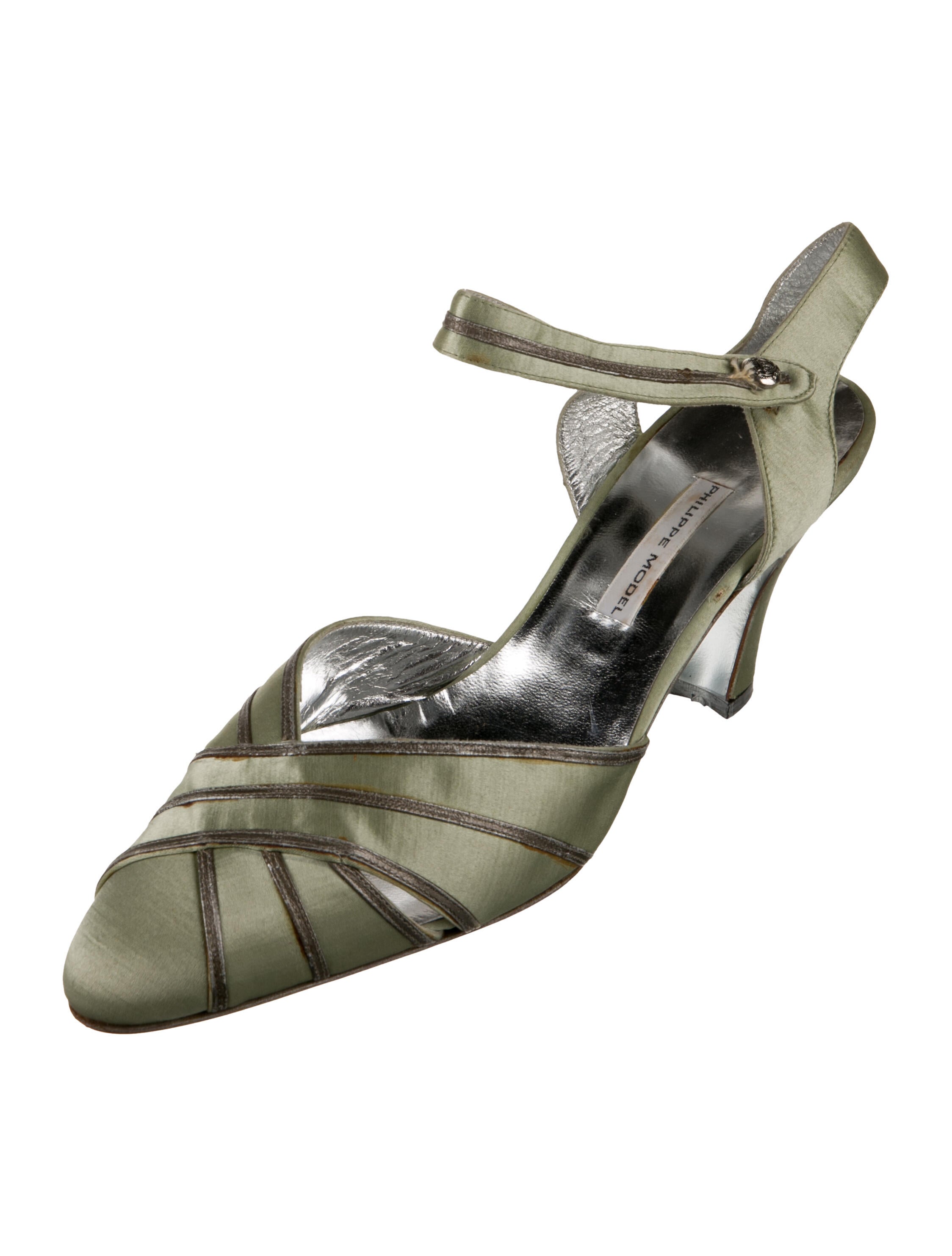 Philippe Model Satin Striped Slingback Pumps