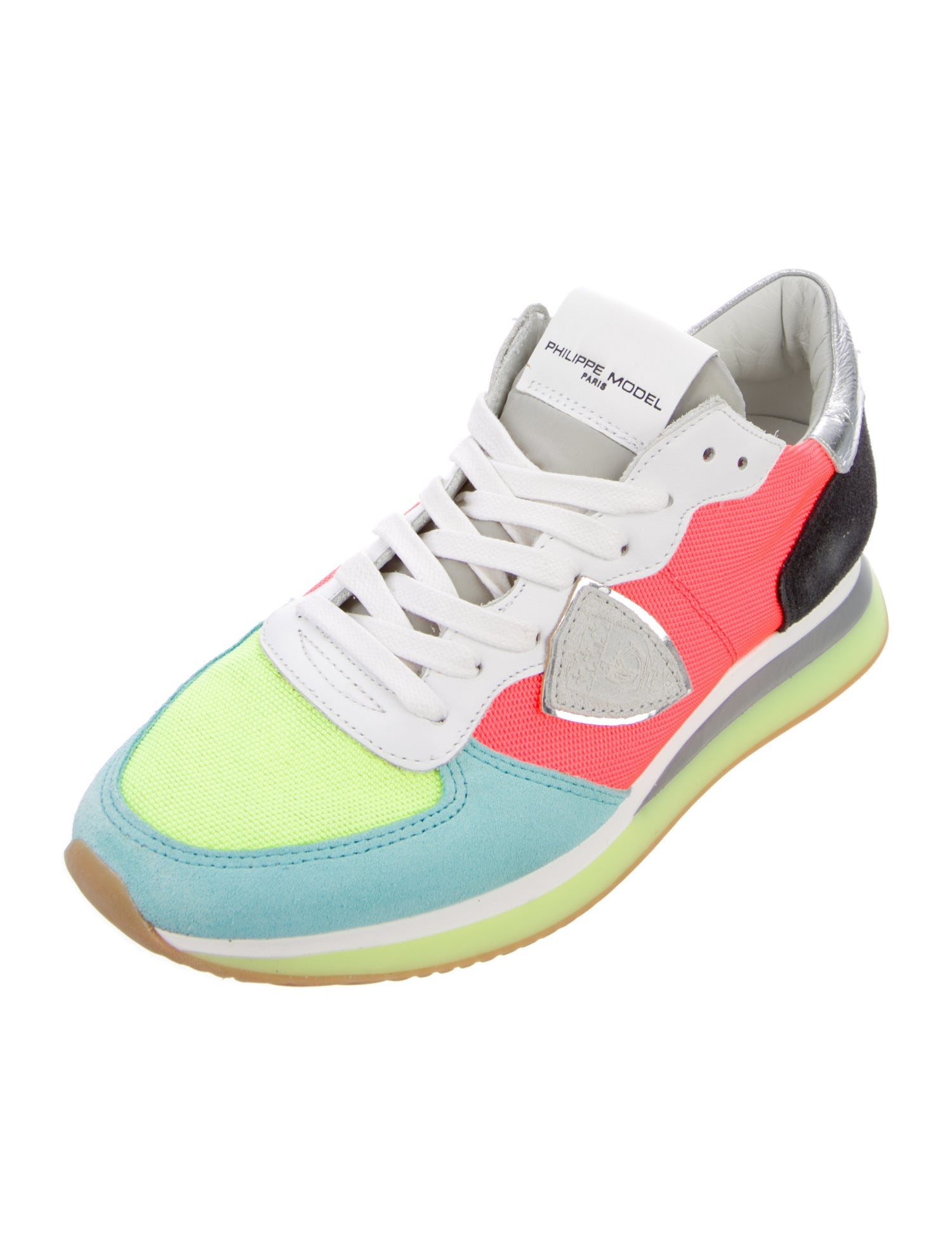 Philippe Model Suede Colorblock Pattern Sneakers