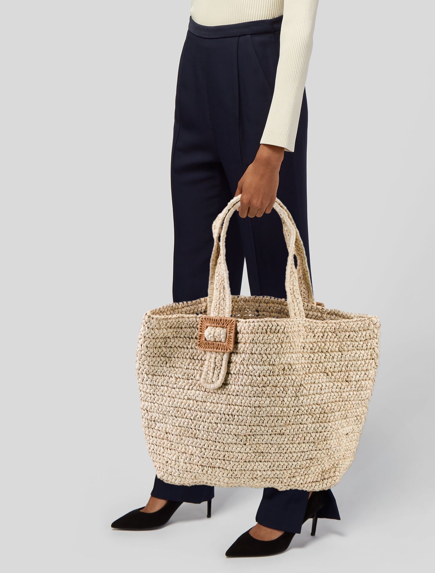 Pamela Munson Straw Weekender Bag
