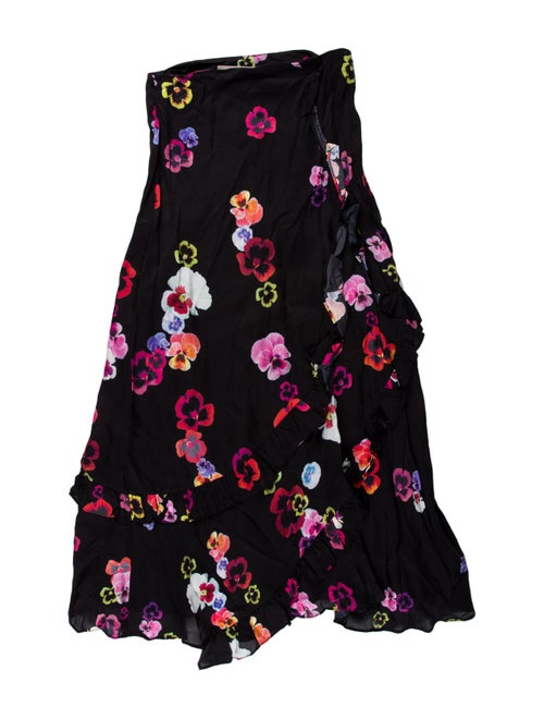 Preen Line Floral Print Midi Length Skirt Black