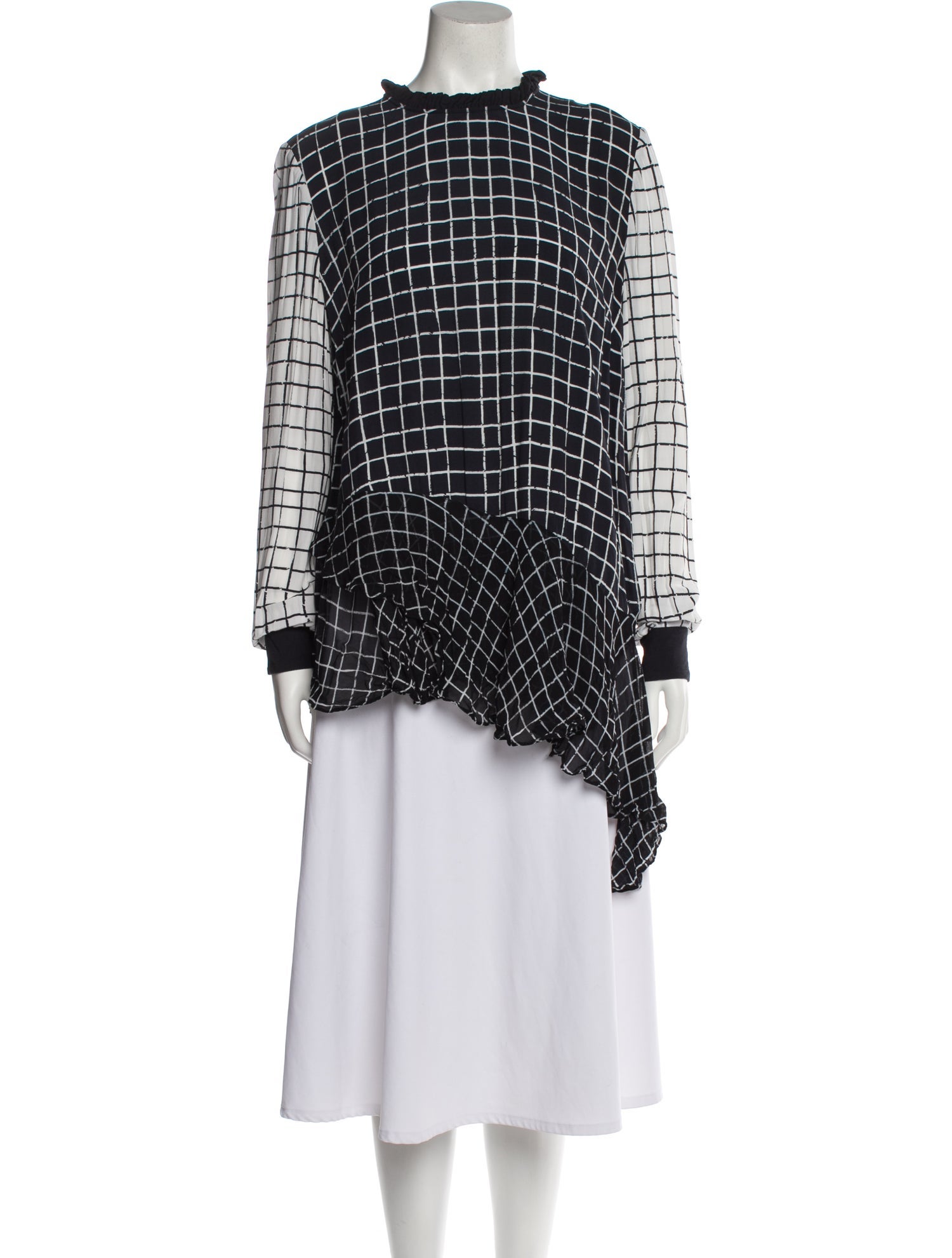Preen Line Plaid Print Mock Neck Tunic