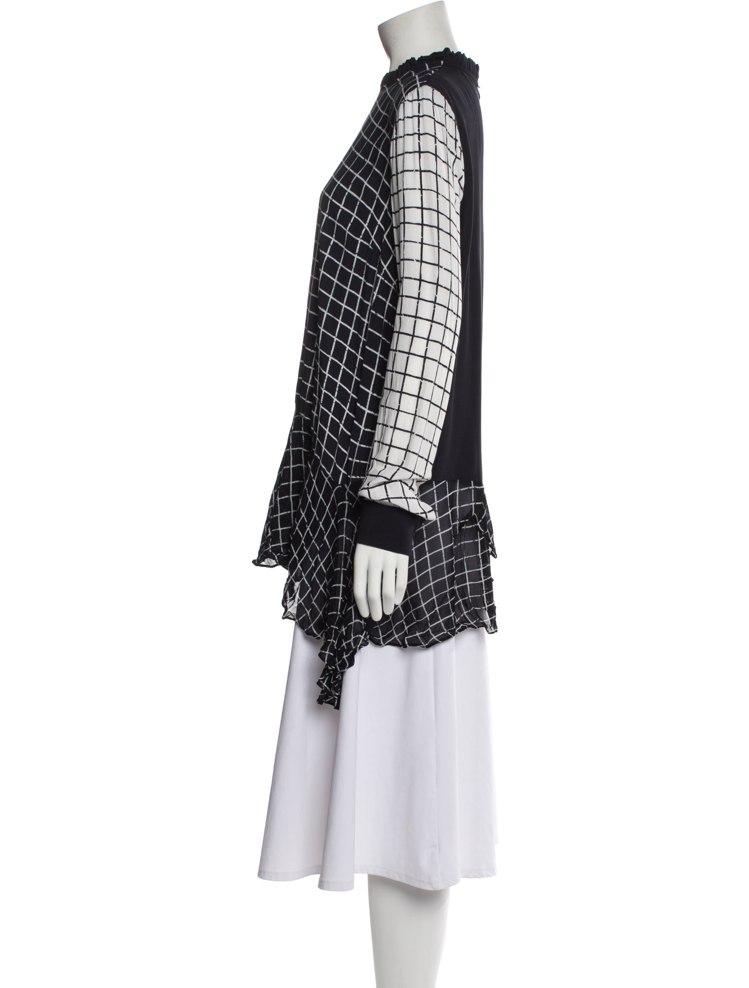 Preen Line Plaid Print Mock Neck Tunic