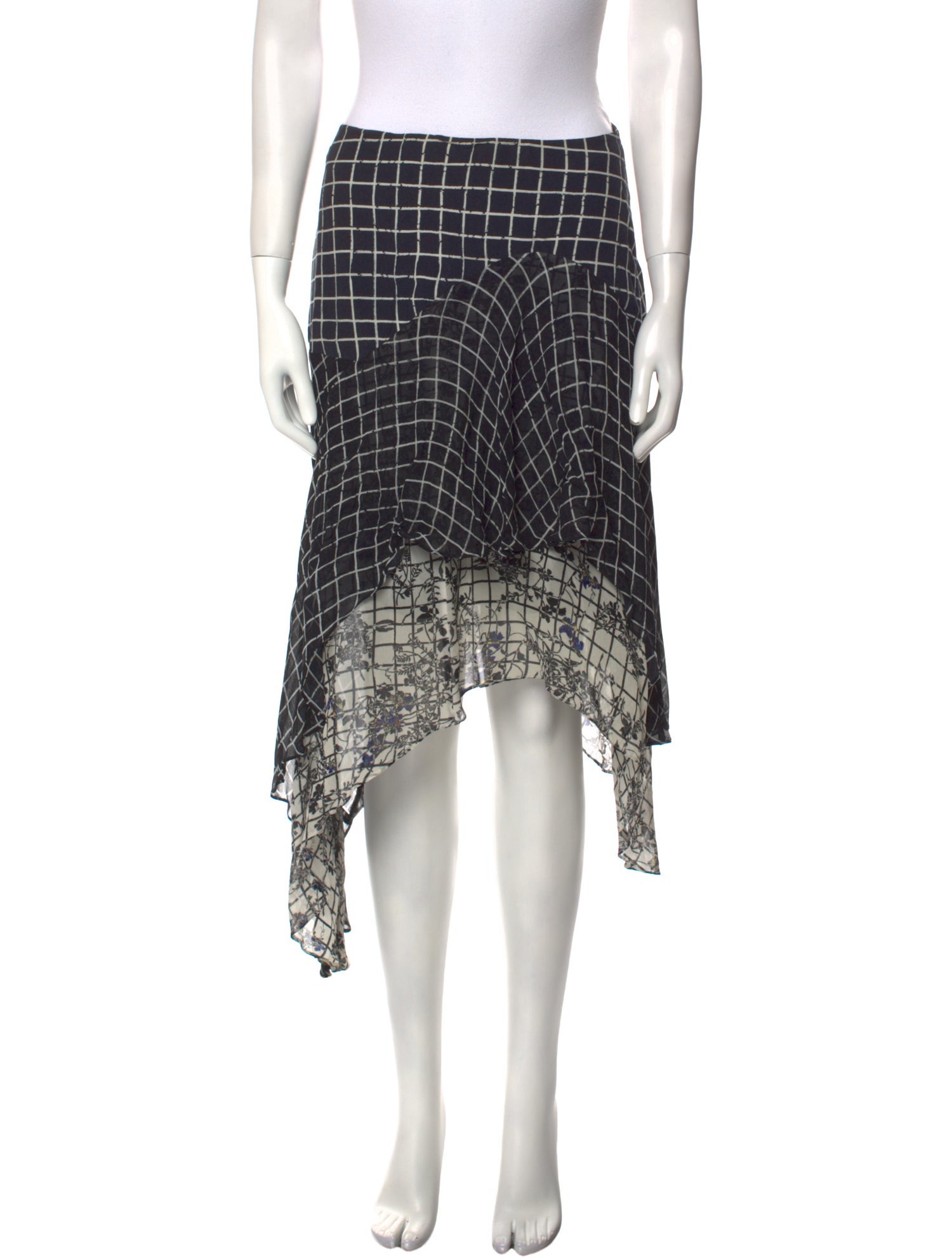 Preen Line Plaid Print Midi Length Skirt