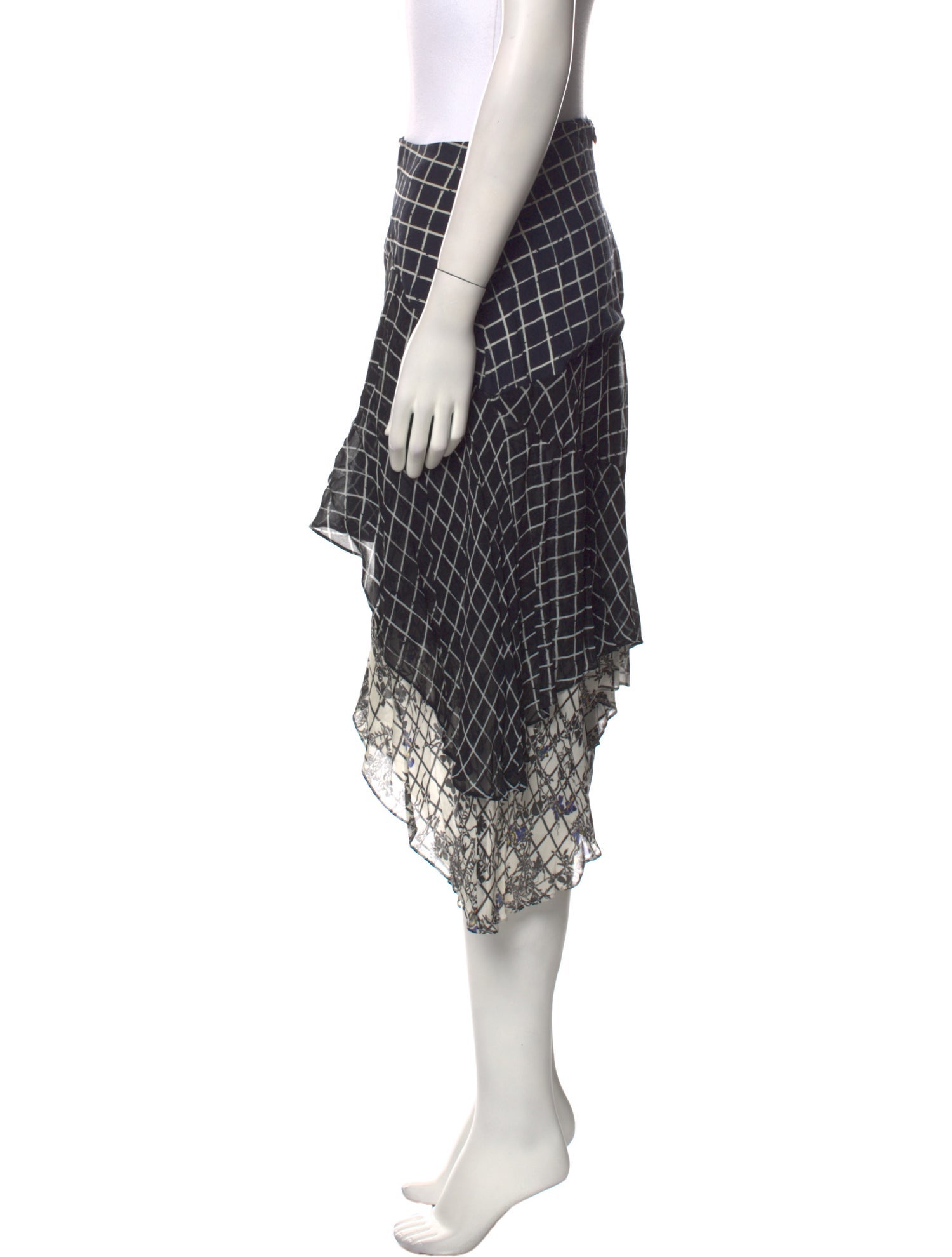 Preen Line Plaid Print Midi Length Skirt