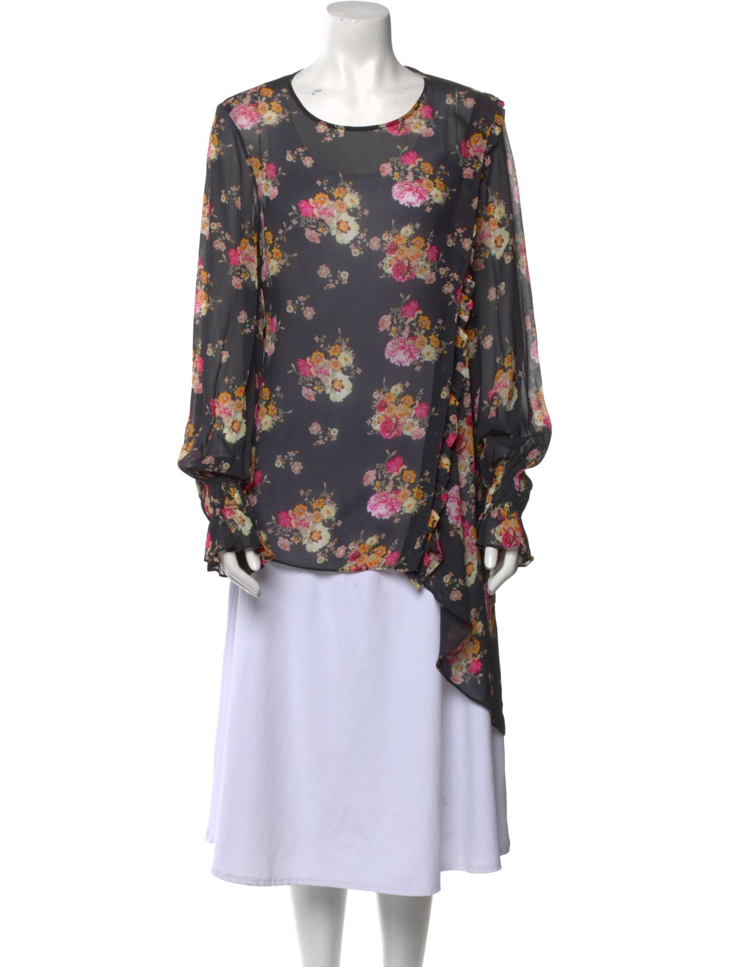 Preen Line Floral Print Scoop Neck Blouse