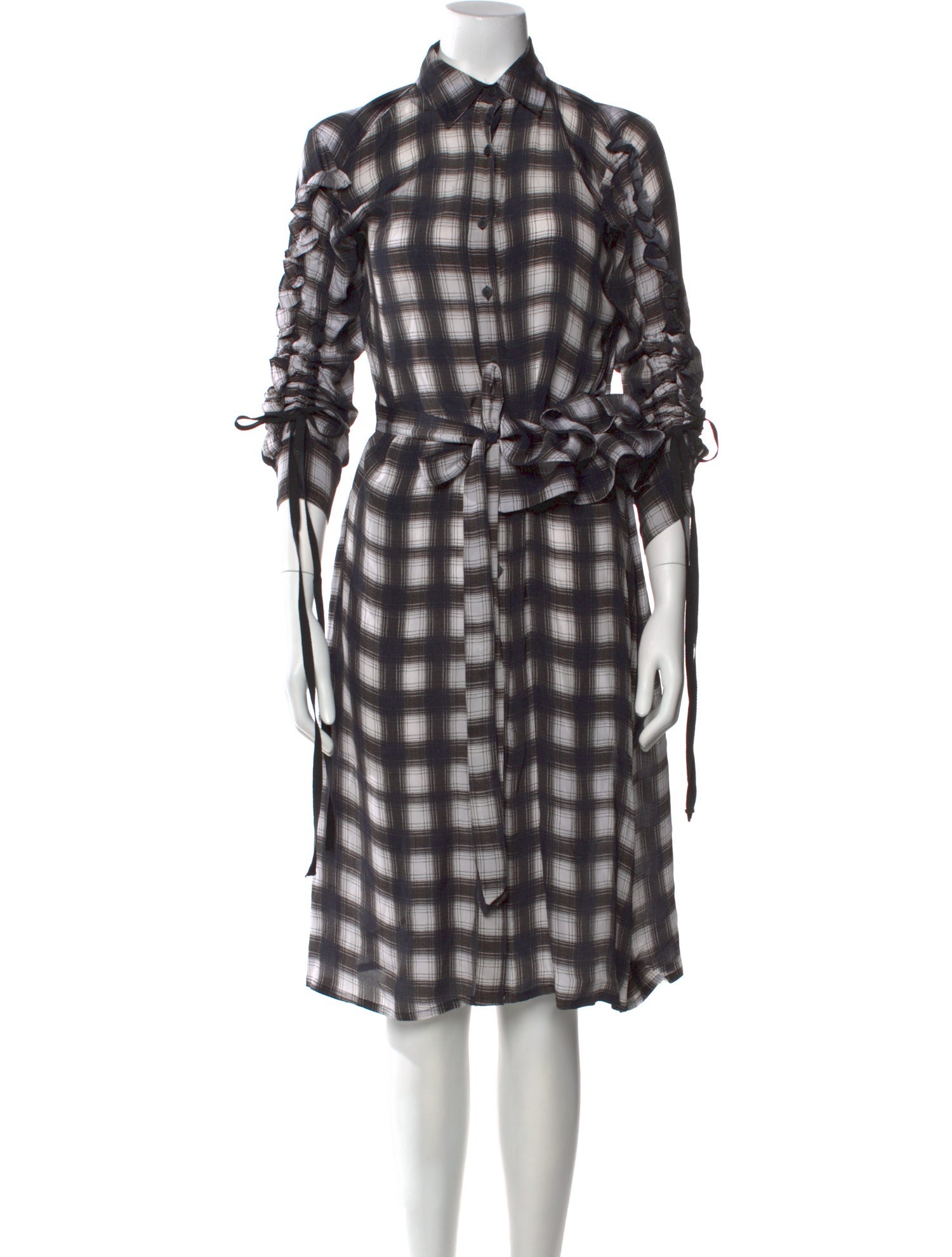 Preen Line Plaid Print Knee-Length Dress