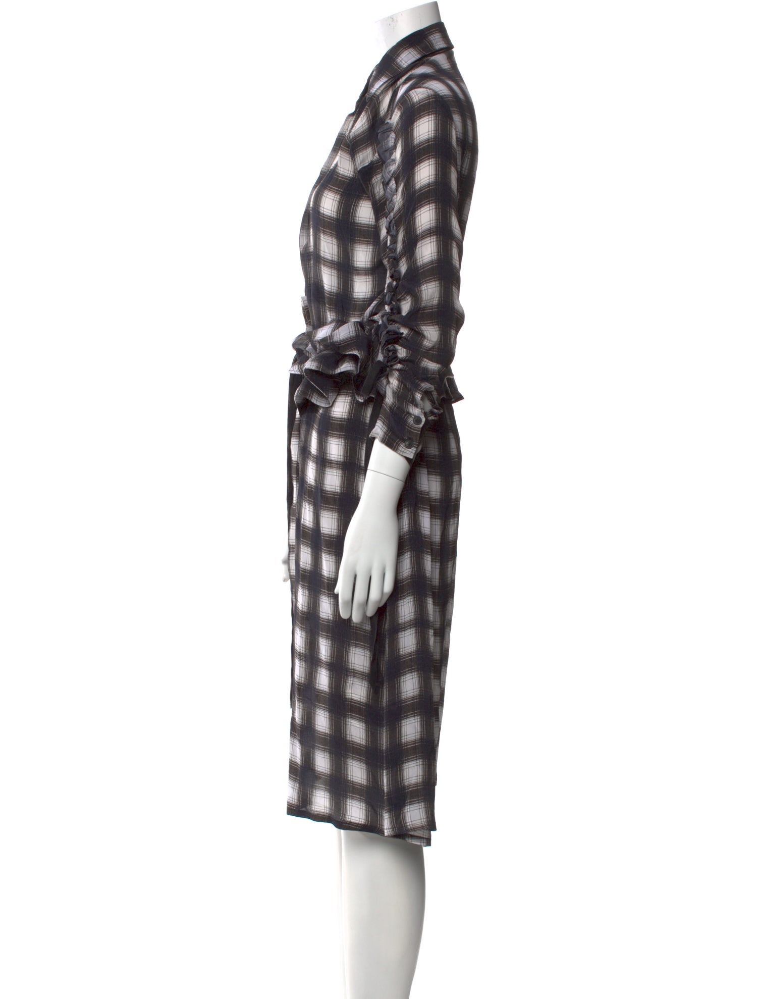 Preen Line Plaid Print Knee-Length Dress