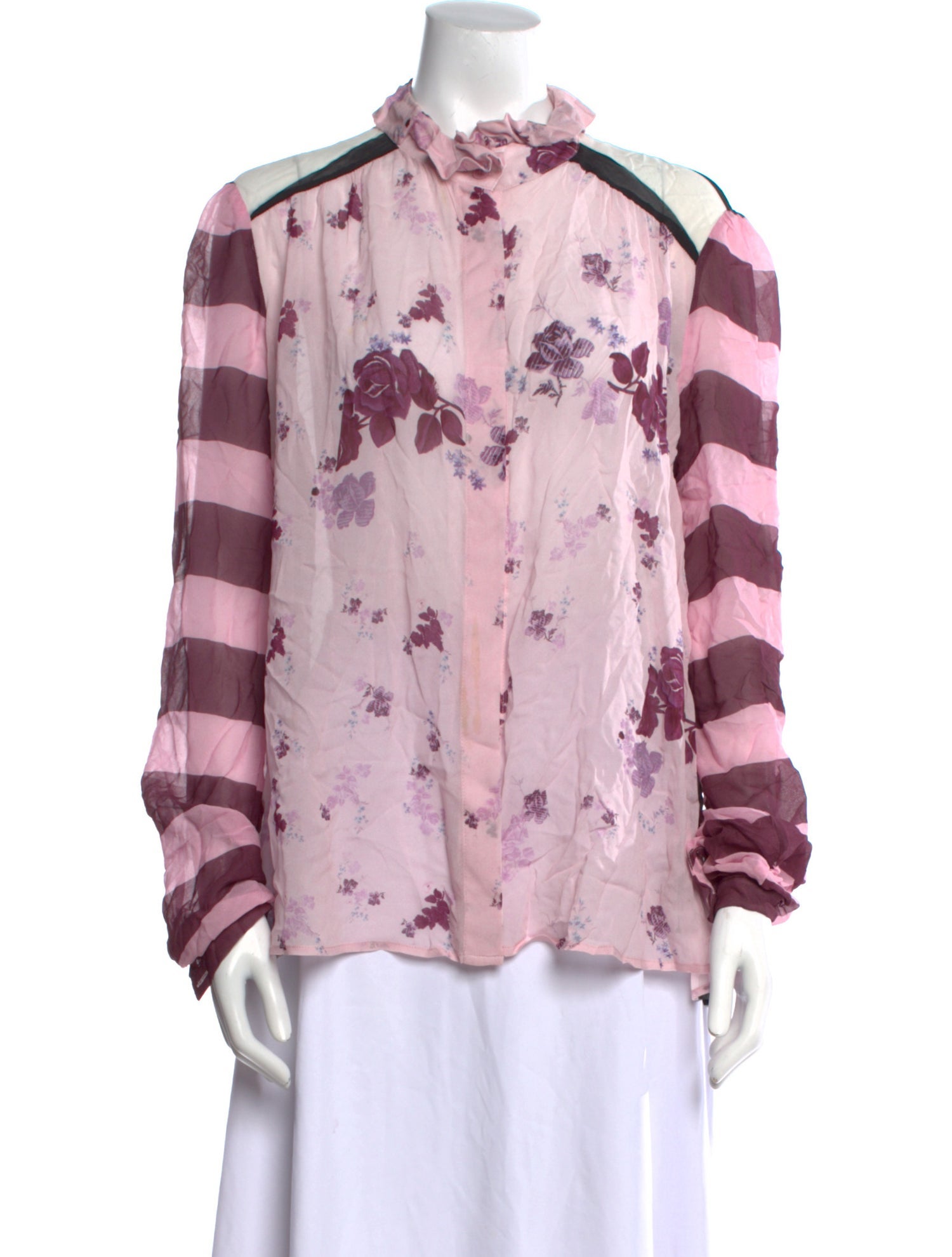 Preen Line Floral Print Long Sleeve Button-Up Top