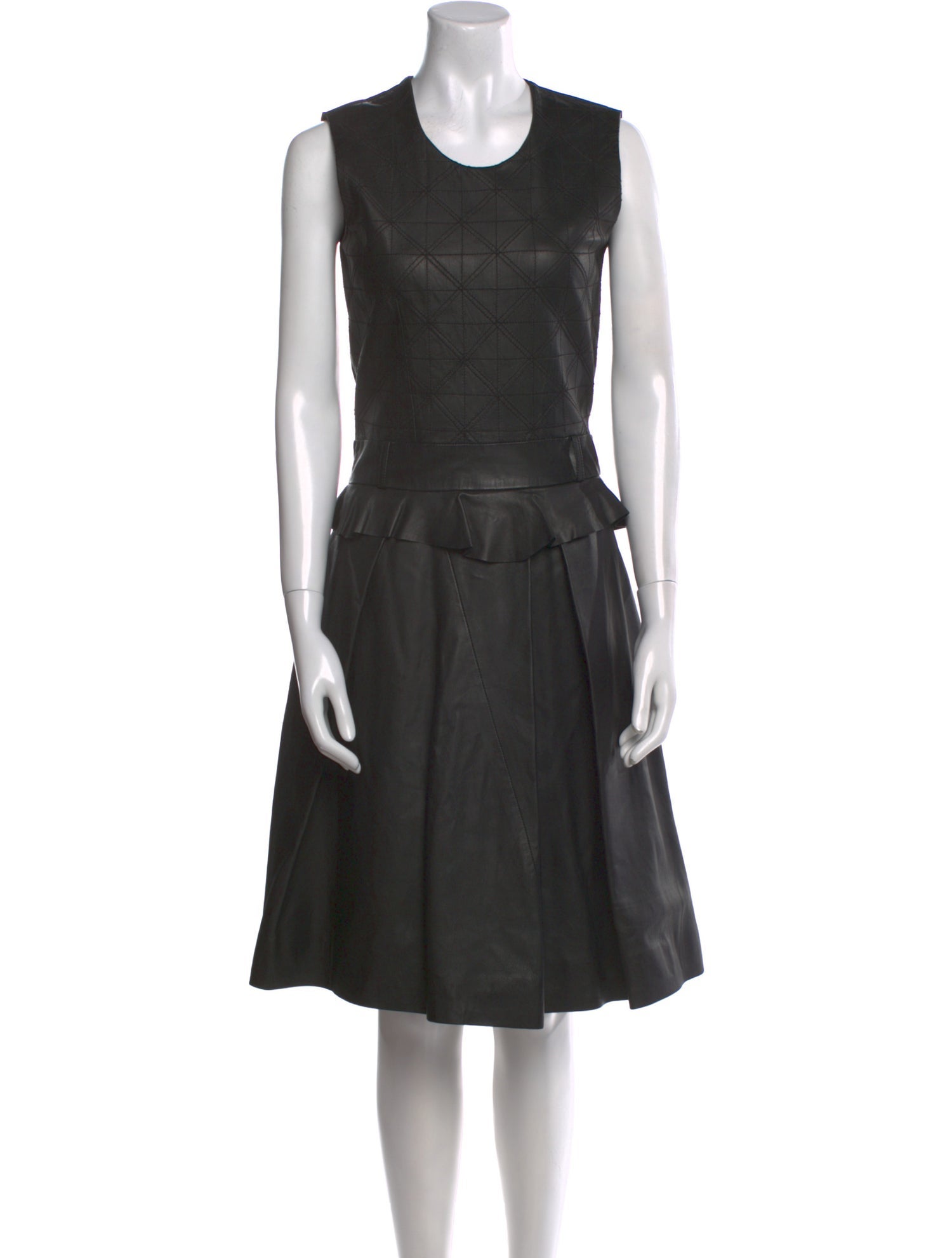 Preen Line Leather Midi Length Dress