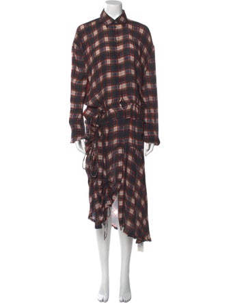 Preen Line Plaid Print Midi Length Dress