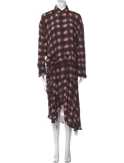Preen Line Plaid Print Midi Length Dress