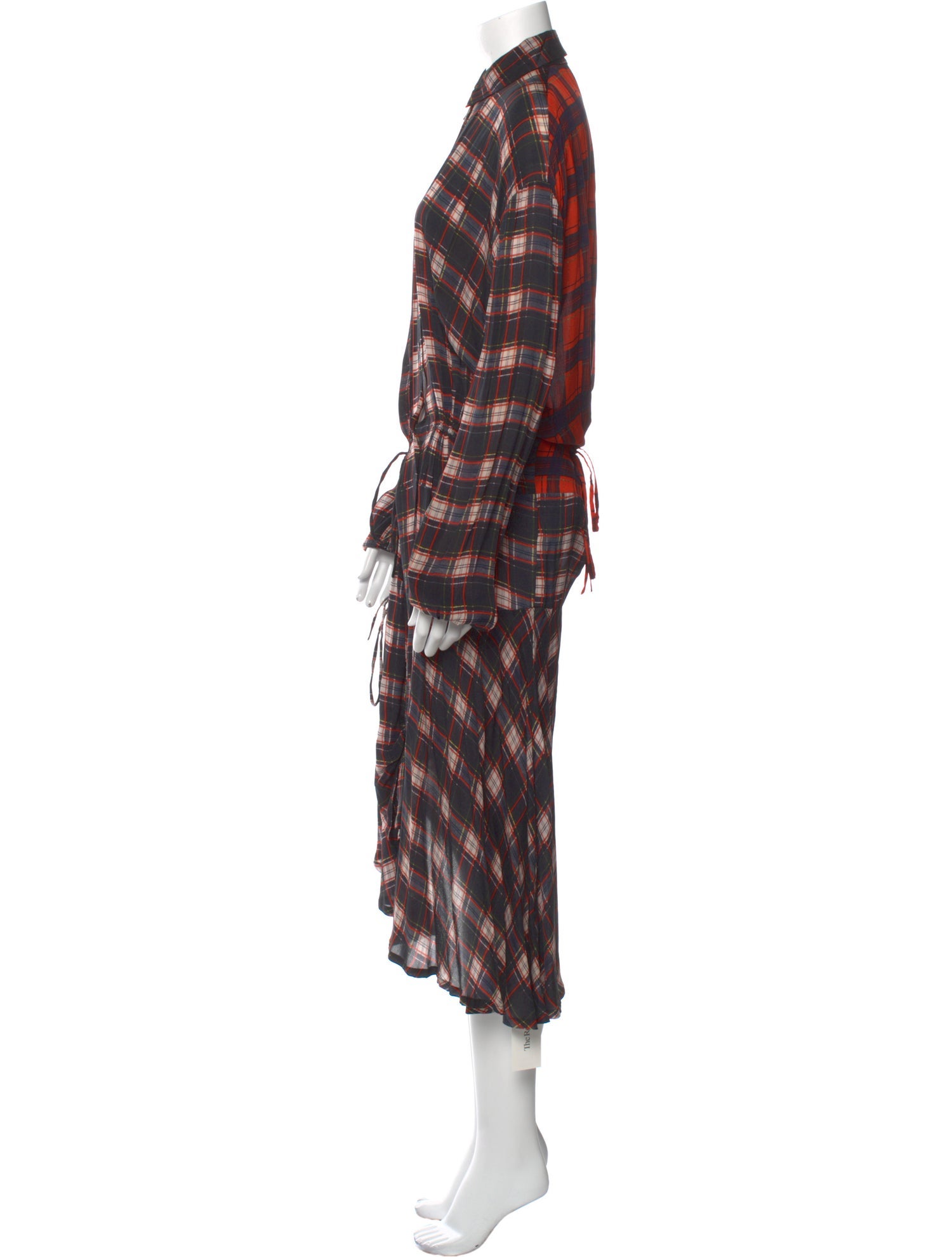 Preen Line Plaid Print Midi Length Dress