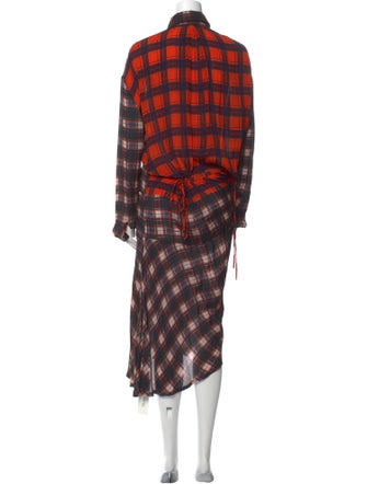 Preen Line Plaid Print Midi Length Dress