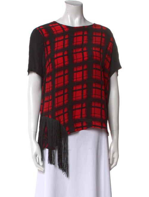 Preen Line Plaid Print Bateau Neckline T-Shirt