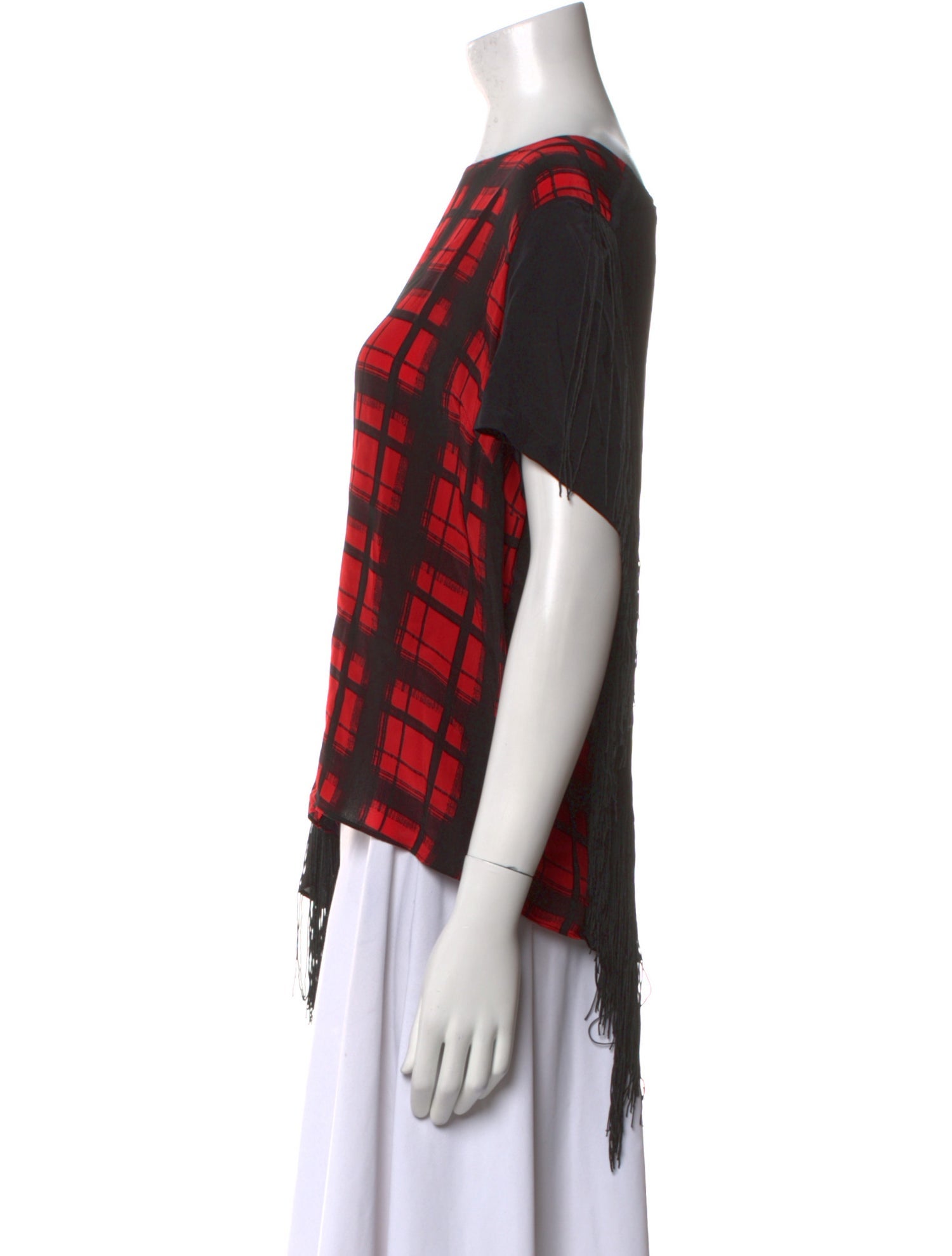 Preen Line Plaid Print Bateau Neckline T-Shirt