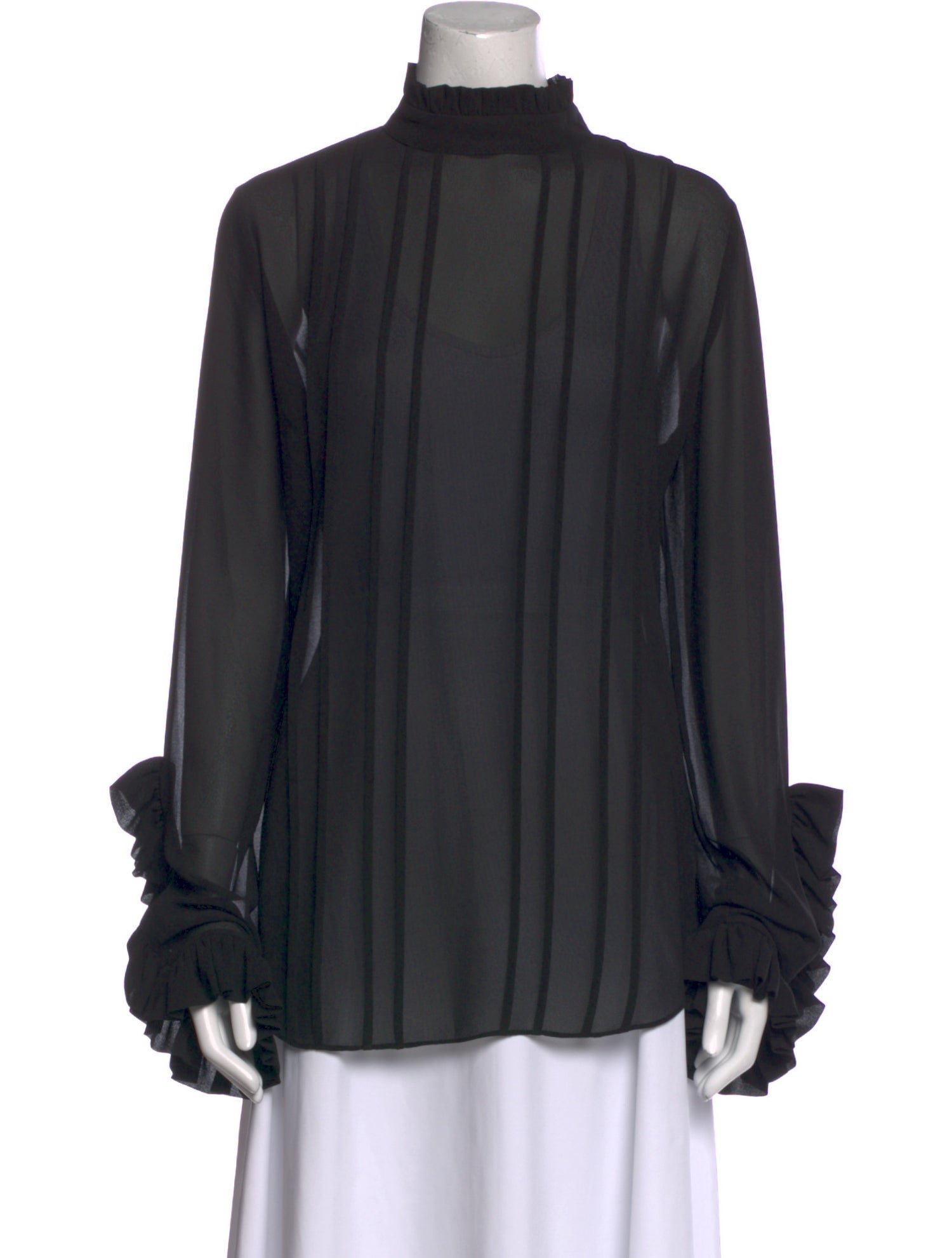 Preen Line Mock Neck Long Sleeve Blouse