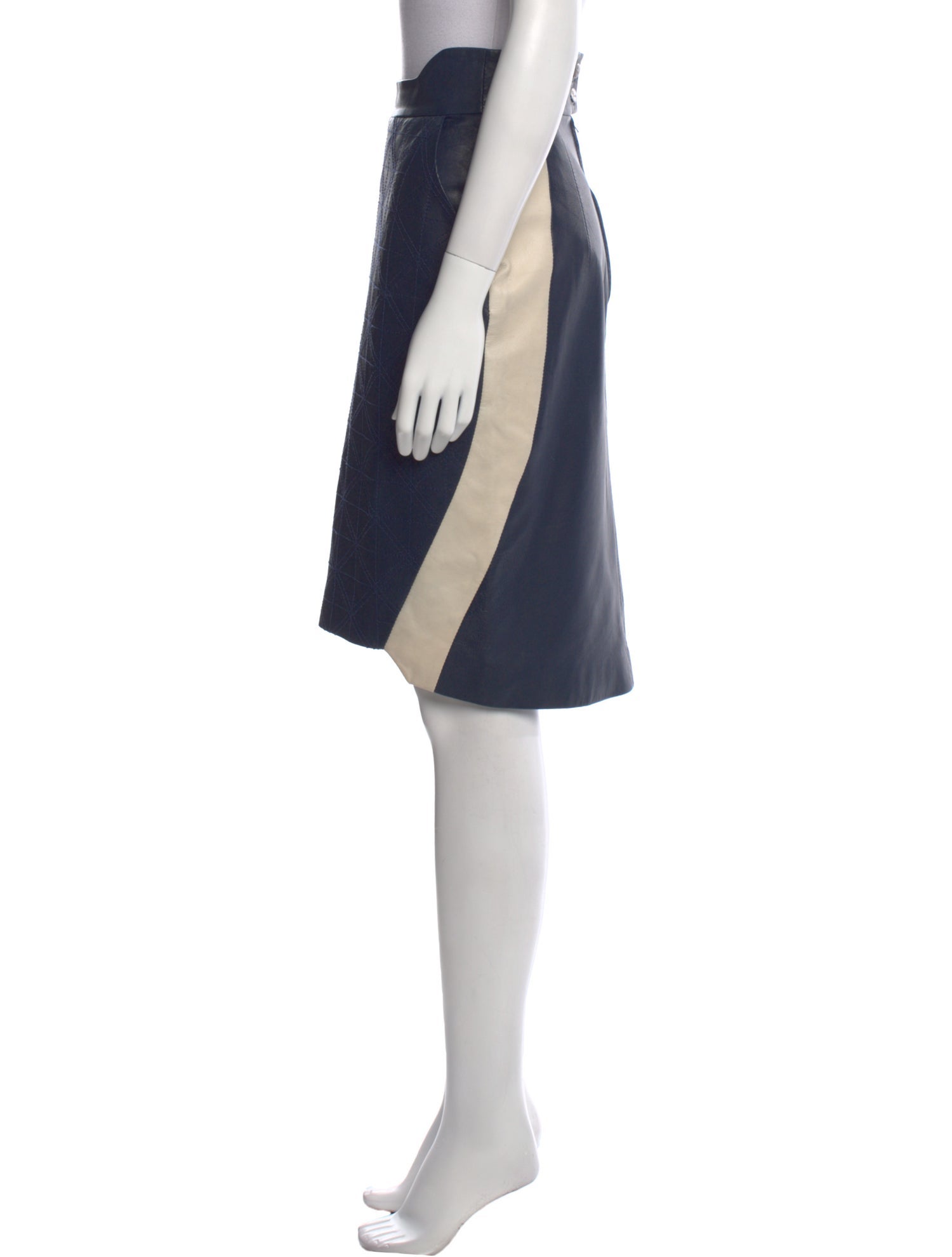 Preen Line Leather Knee-Length Skirt