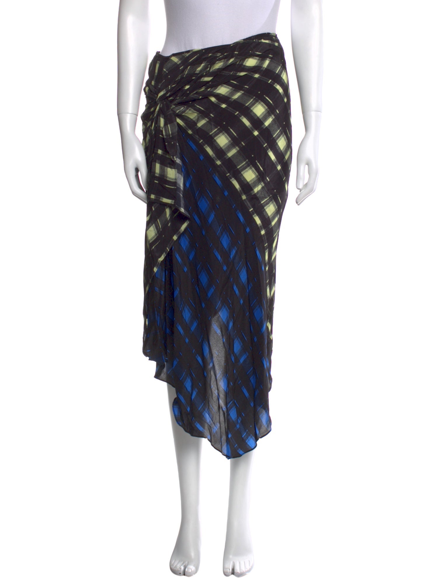 Preen Line Plaid Print Midi Length Skirt