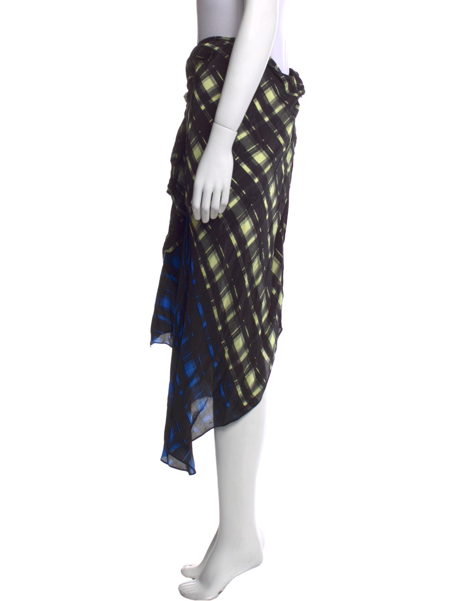 Preen Line Plaid Print Midi Length Skirt