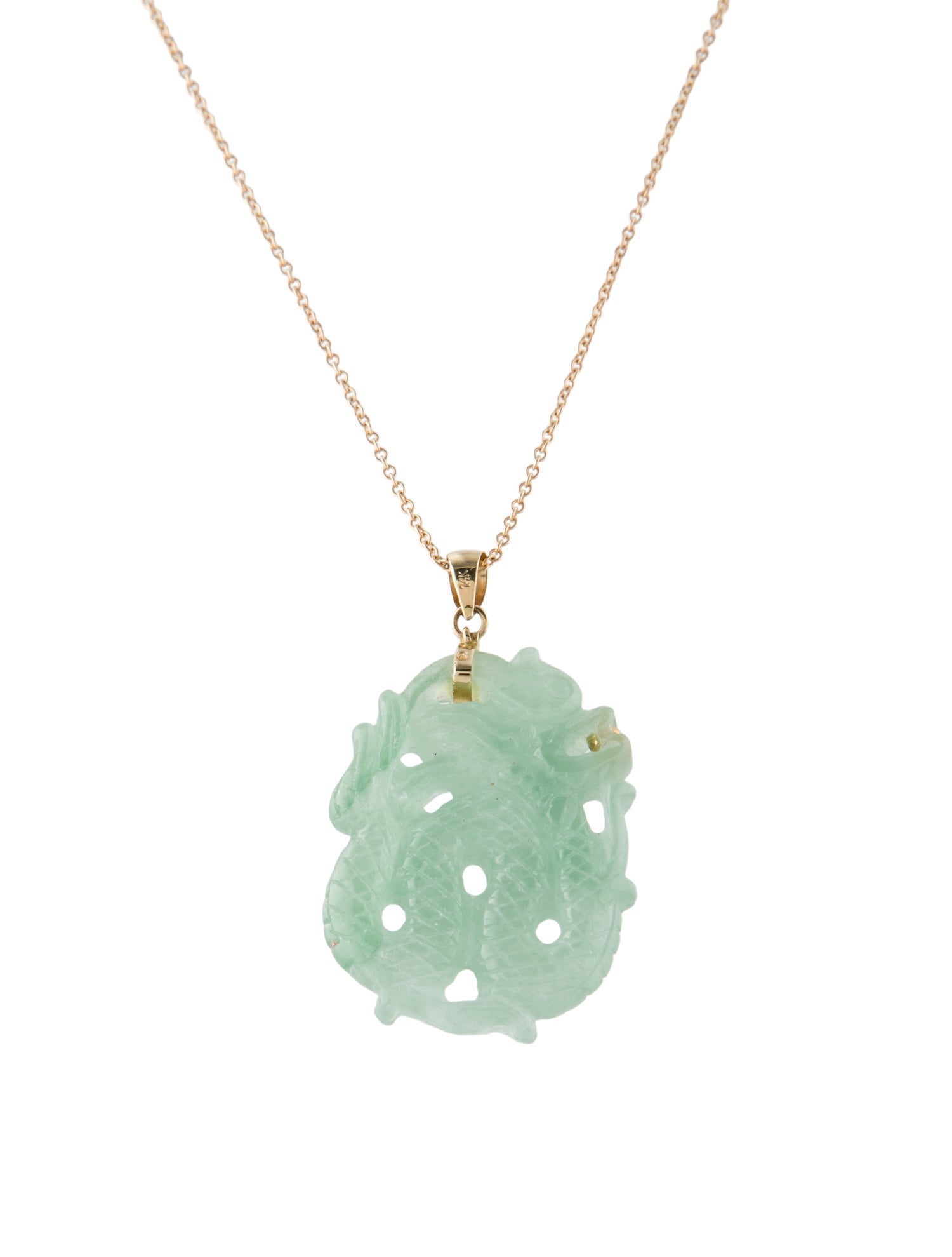 Pandora 14K Chain Necklace w/ Unbranded Jadeite Pendant