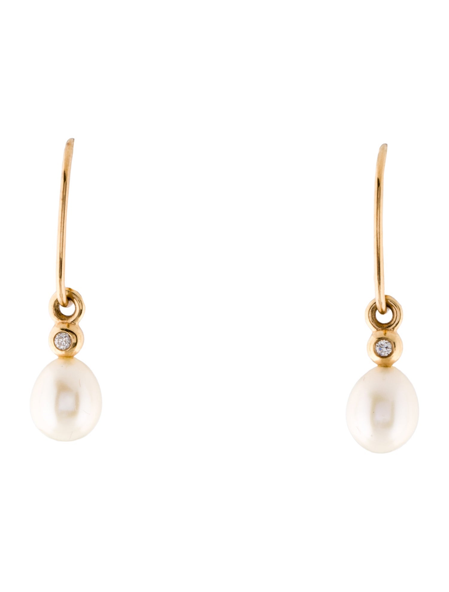 Pandora 14K Pearl & Diamond Drop Earrings