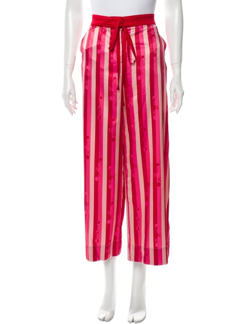Pinko Striped Wide Leg Pants Red