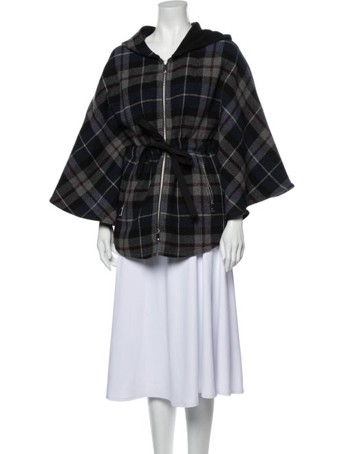 Pinko Wool Plaid Print Cape Wool