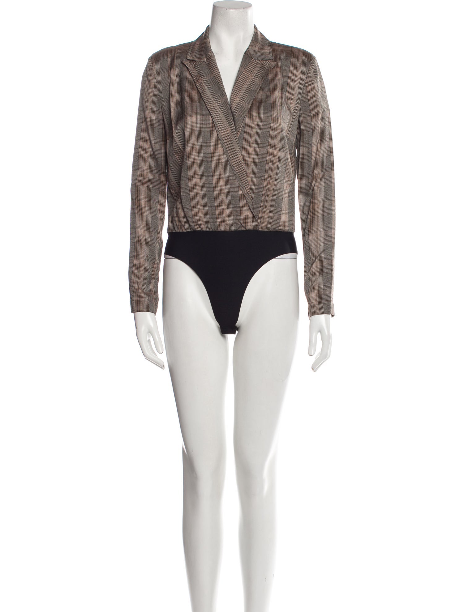 Pinko Plaid Print Long Sleeve Bodysuit