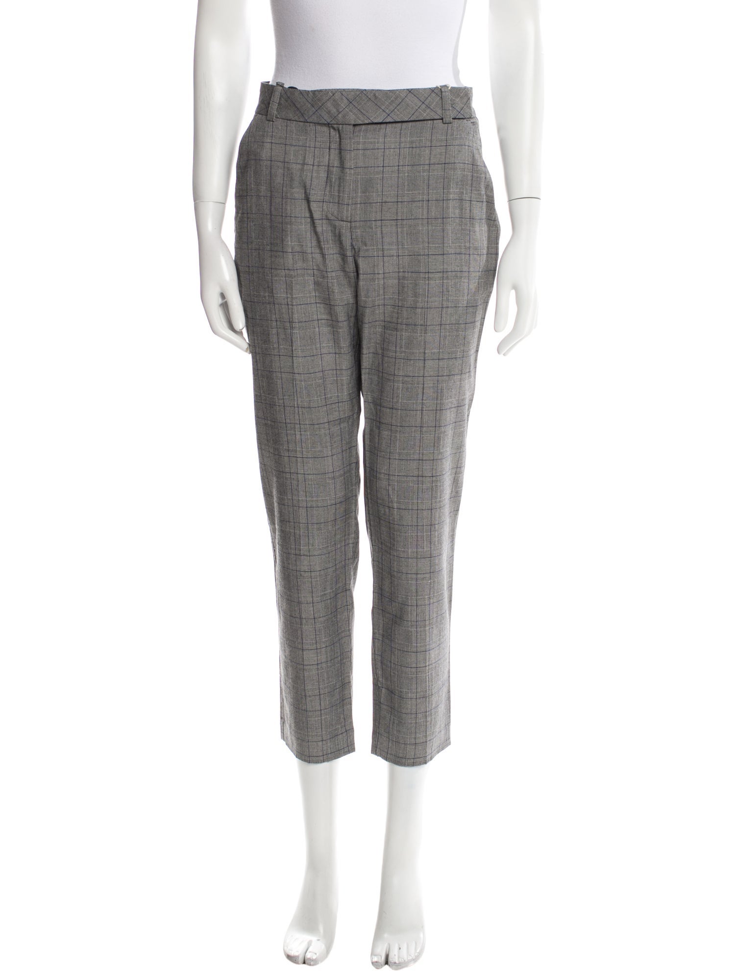 Pinko Plaid Print Straight Leg Pants