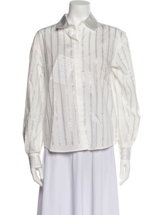 Pinko Striped Long Sleeve Button-Up Top