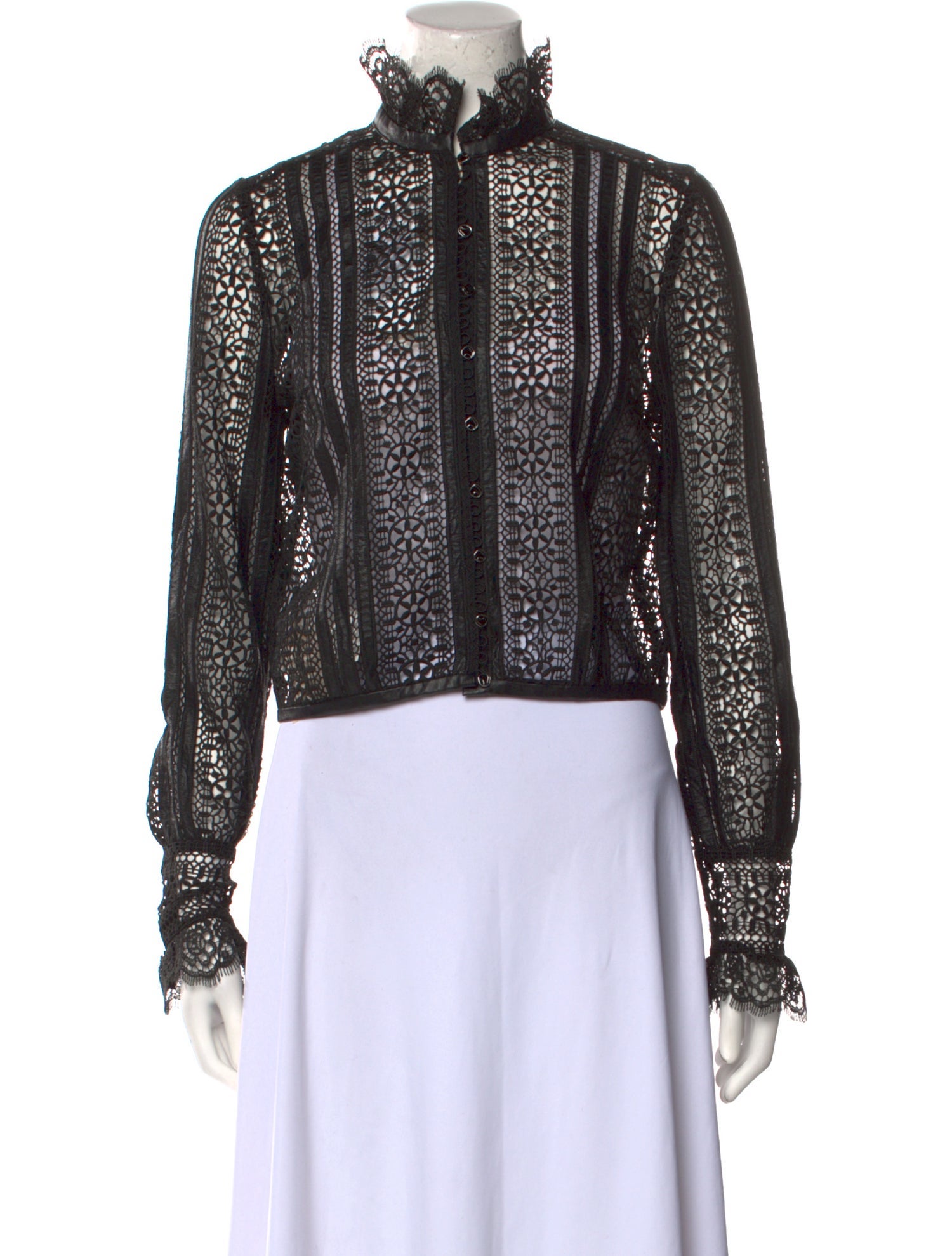 Pinko Lace Pattern Mock Neck Crop Top w/ Tags