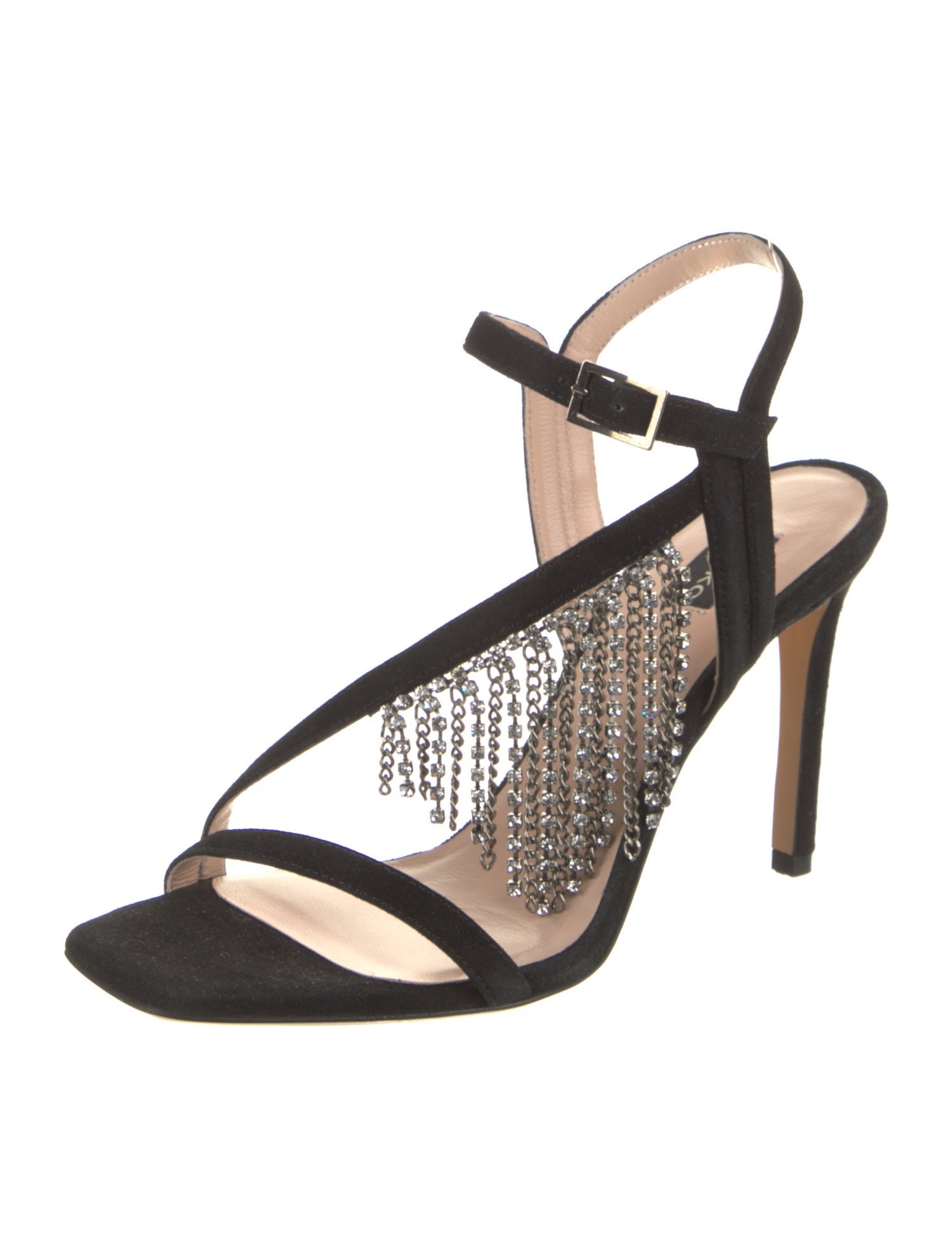 Pinko Suede Crystal Embellishments Slingback Sandals