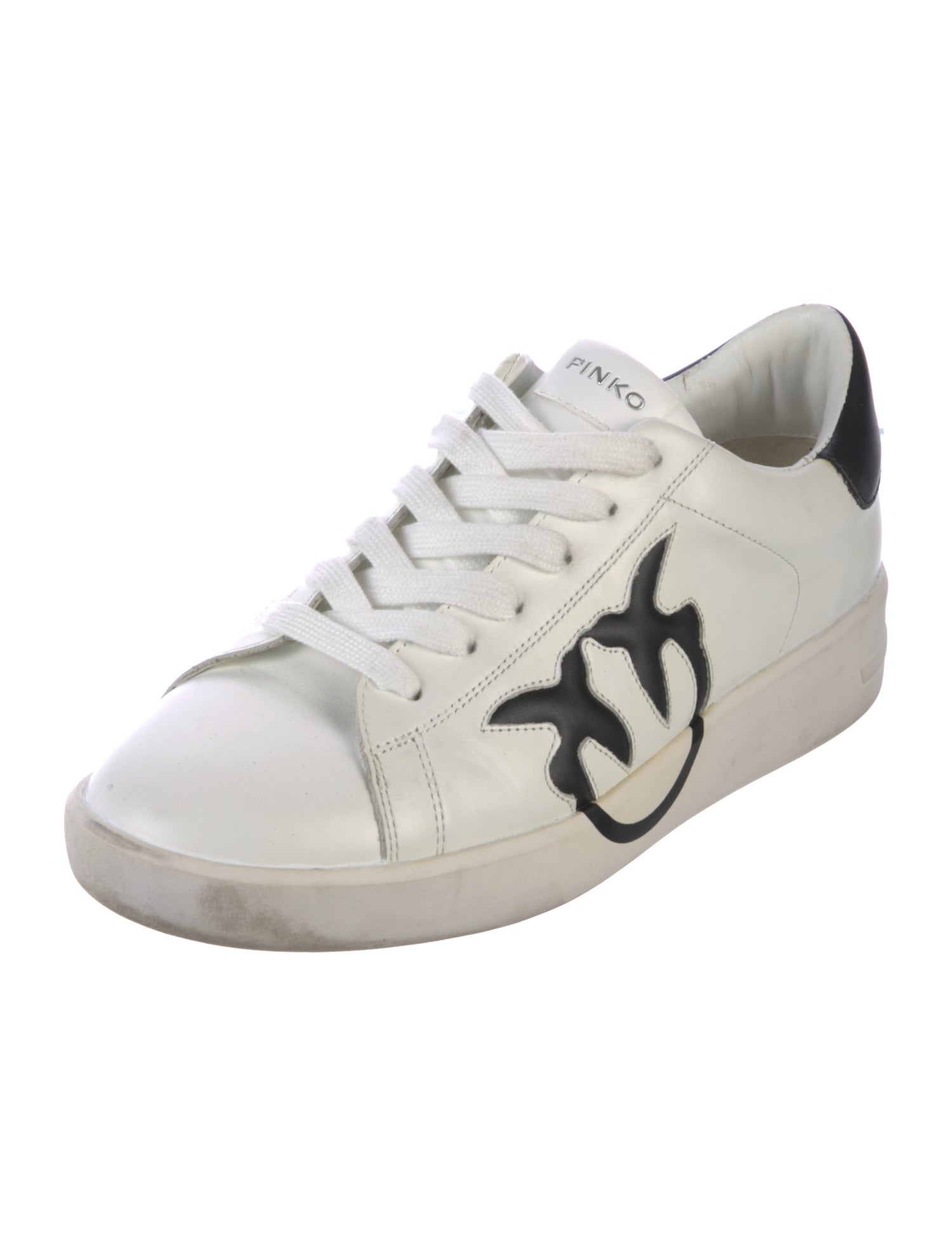 Pinko Leather Graphic Print Sneakers
