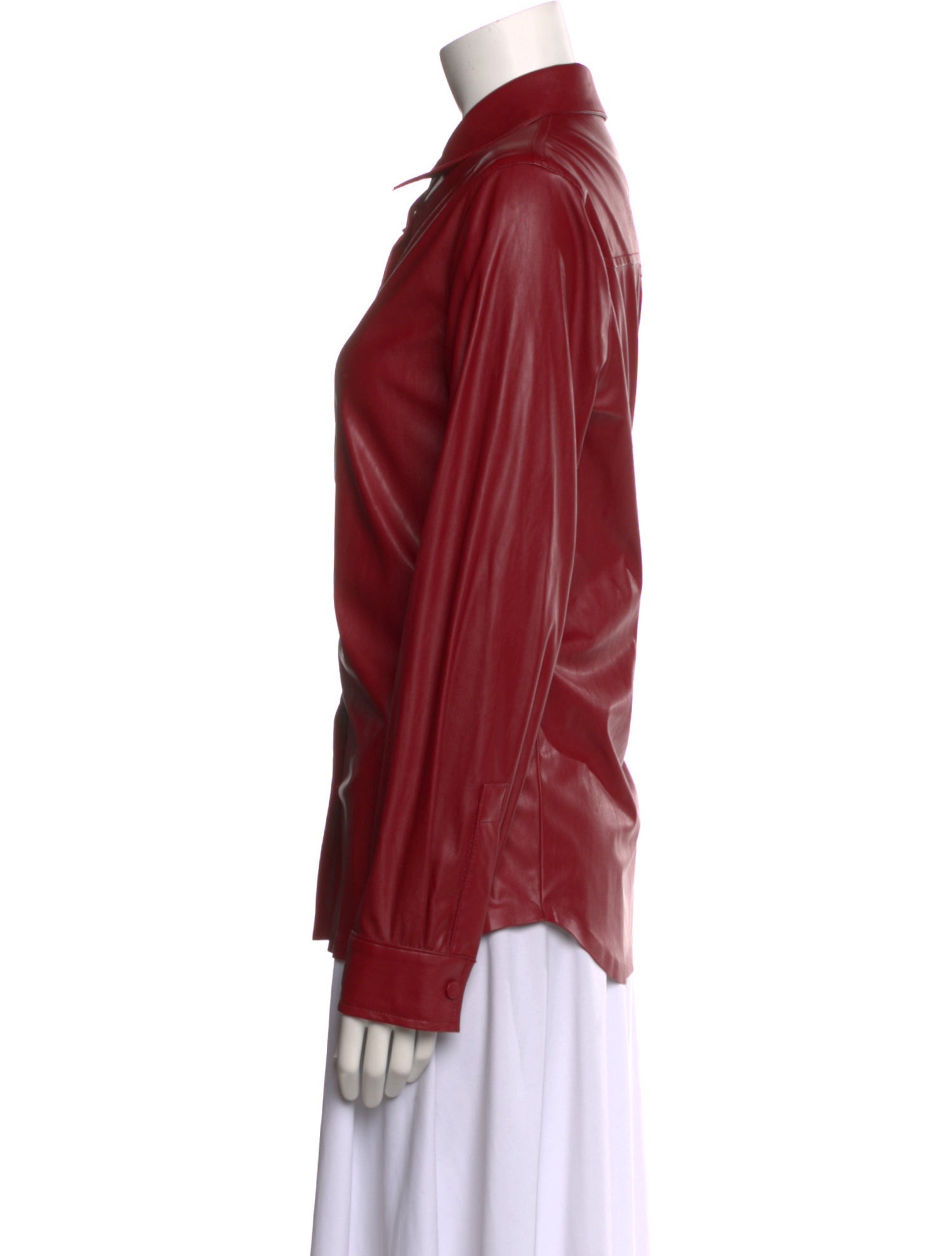 Pinko Leather Long Sleeve Button-Up Top