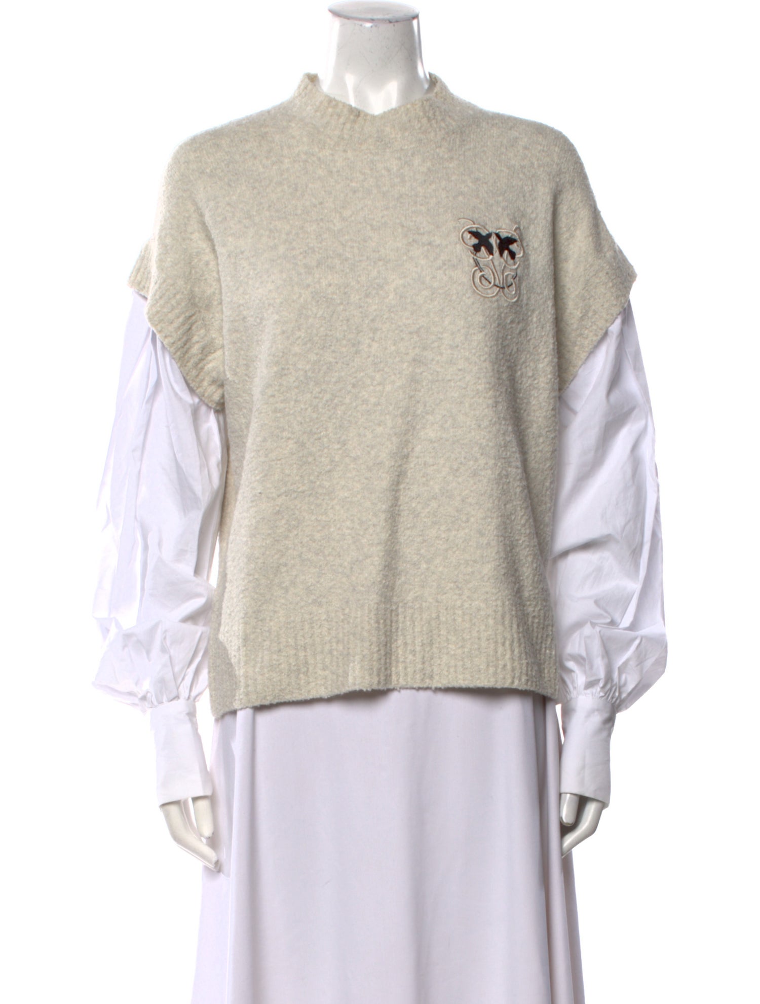 Pinko Graphic Print Mock Neck Sweater