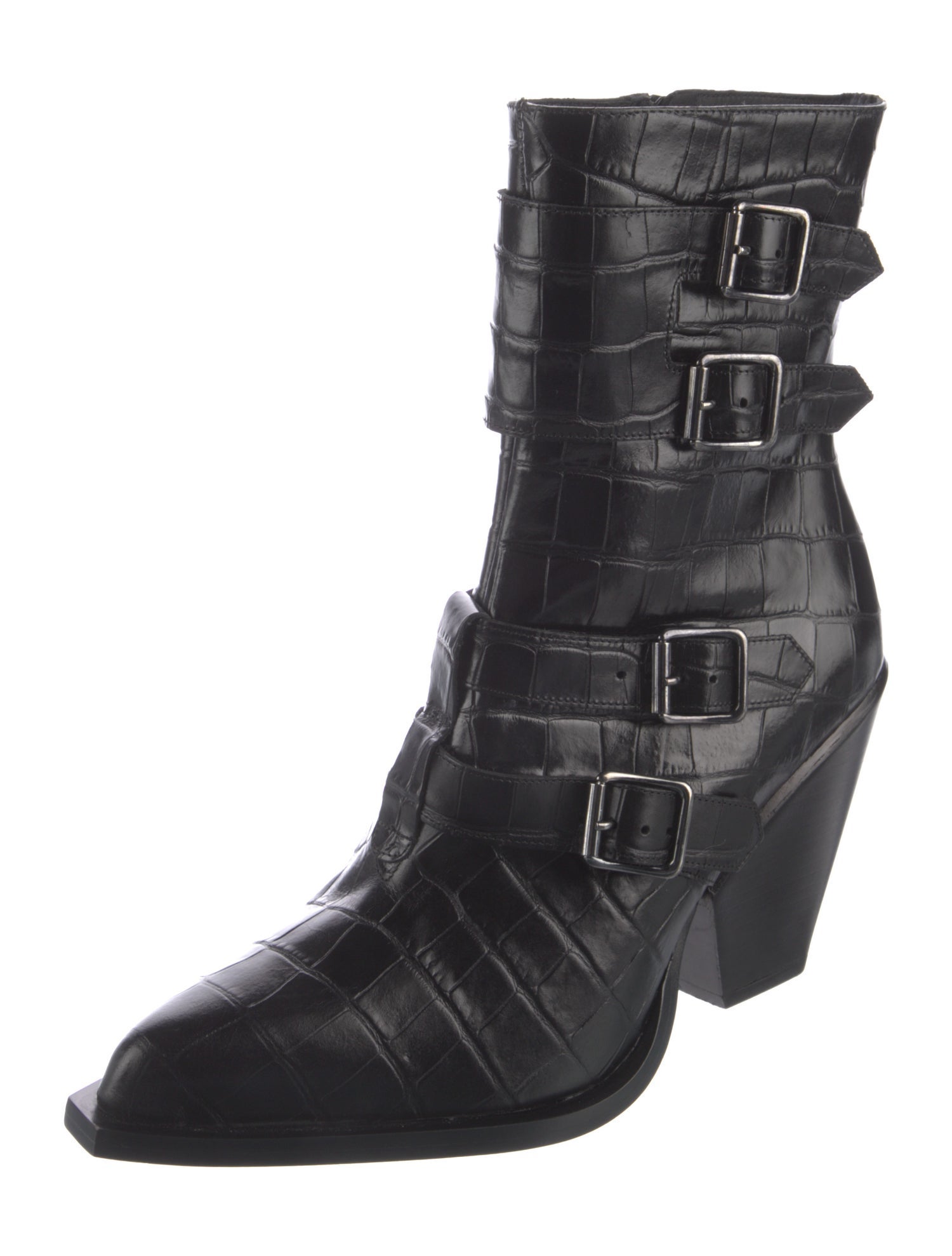 Pinko Embossed Leather Combat Boots