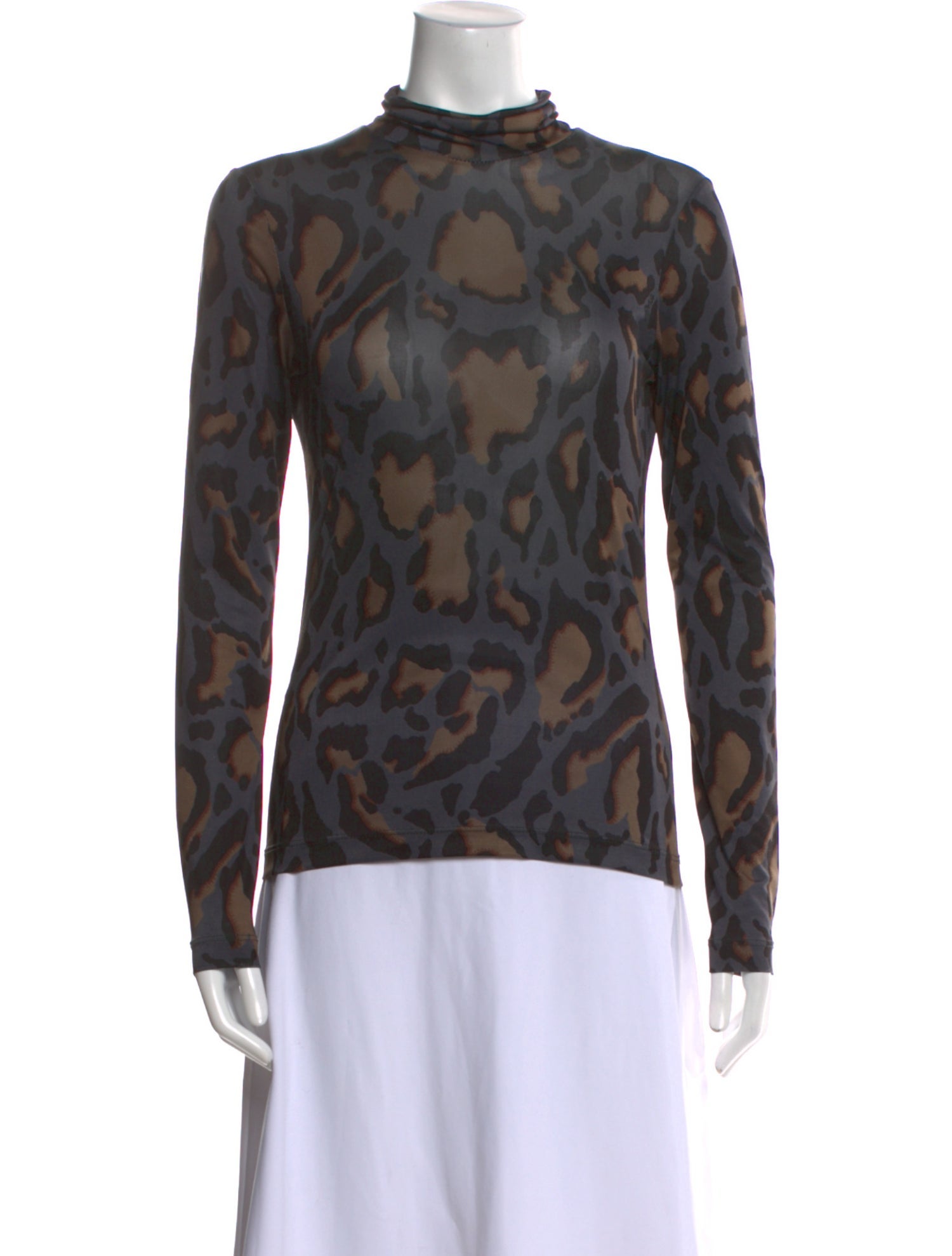 Pinko Animal Print Mock Neck Top