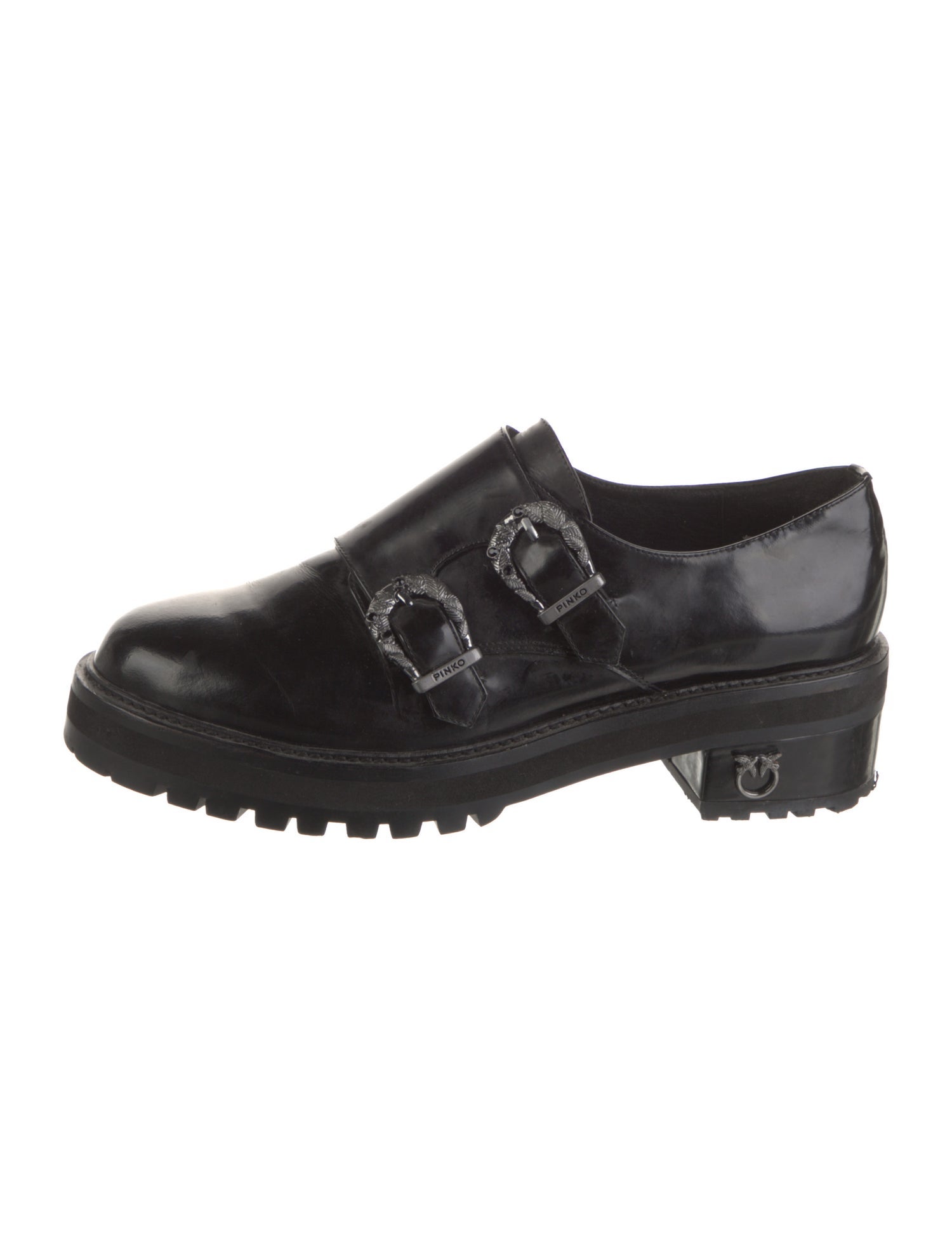 Pinko Leather Crystal Embellishments Flats