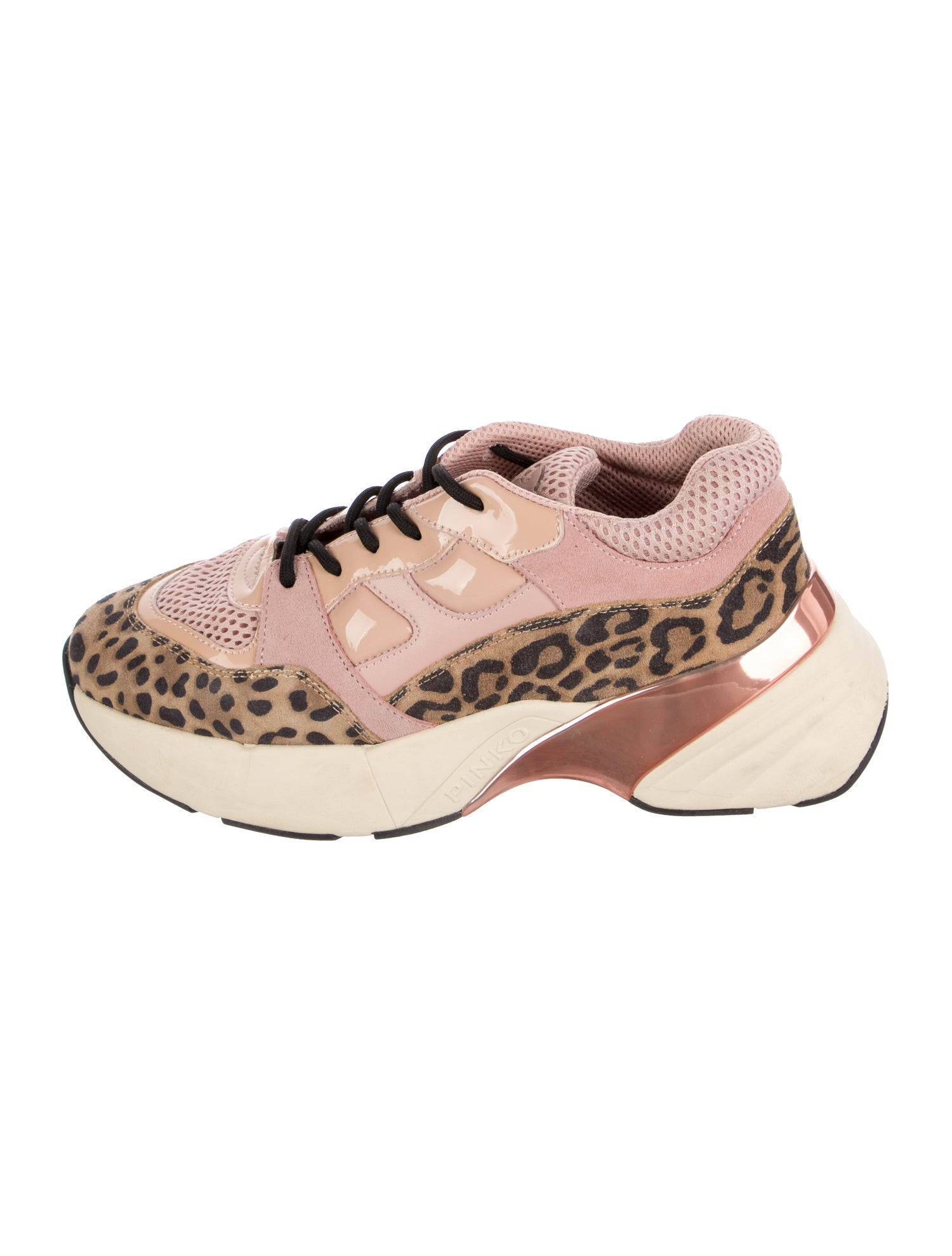 Pinko Suede Animal Print Chunky Sneakers