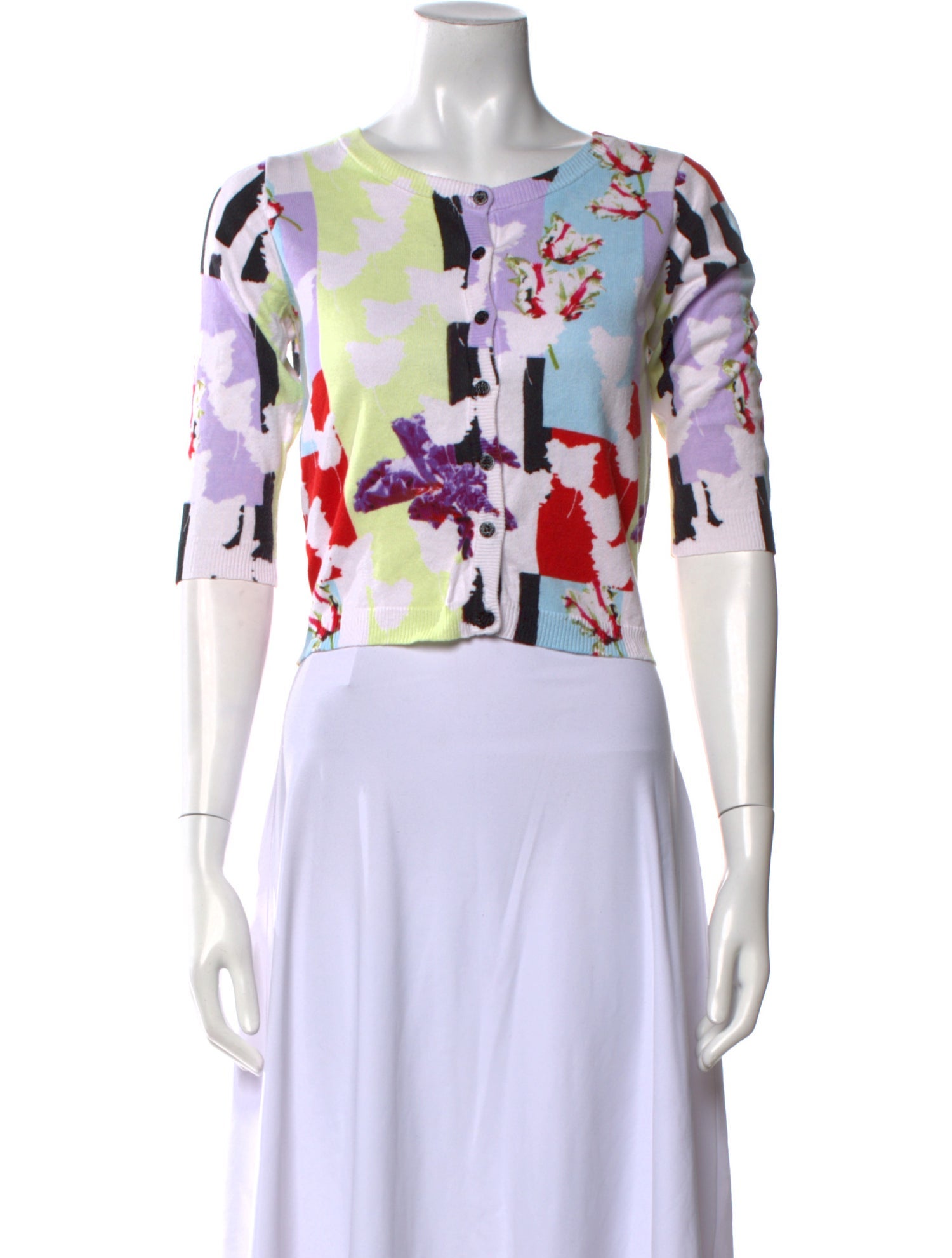 Pinko Floral Print Scoop Neck Sweater