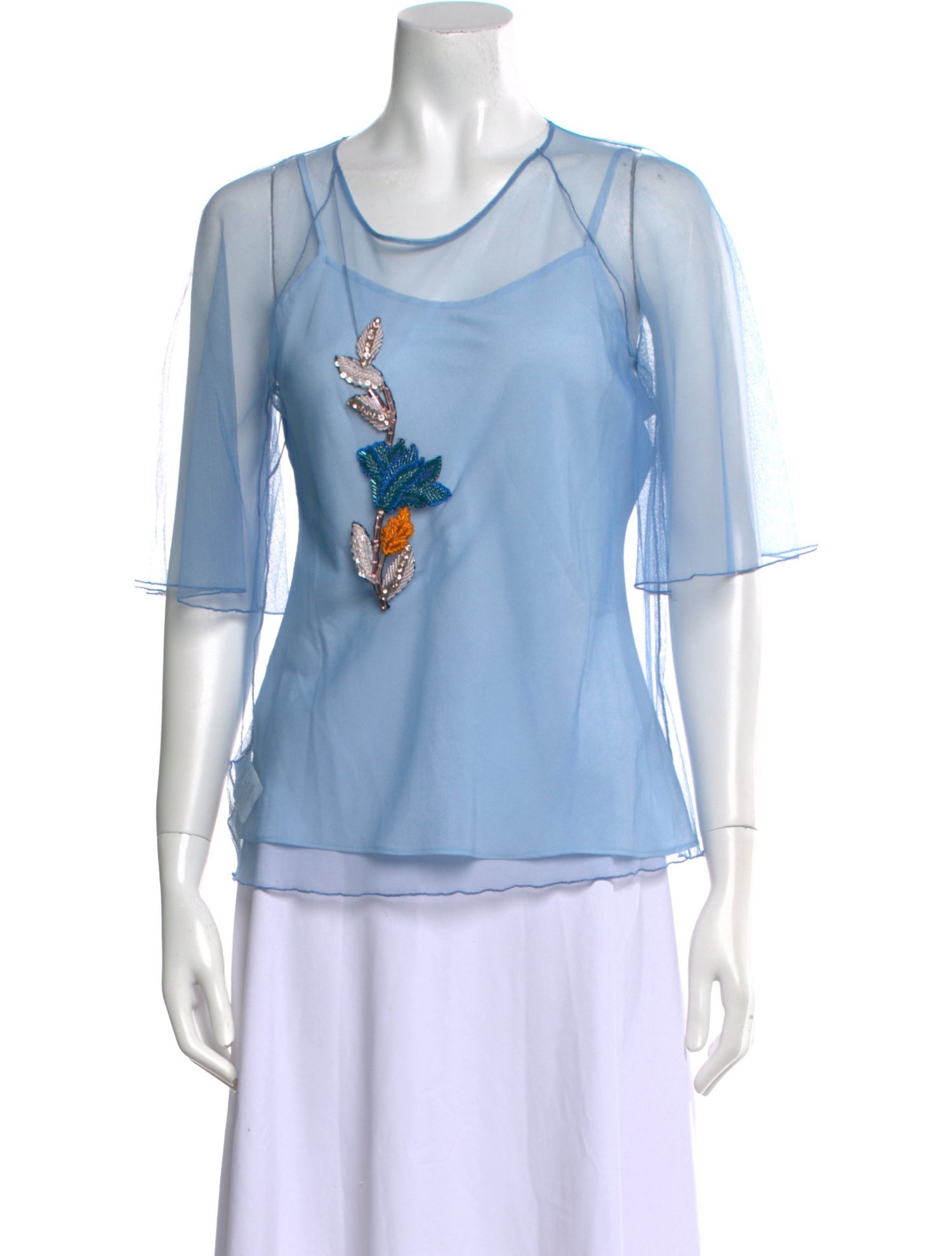 Pinko Scoop Neck Three-Quarter Sleeve Top