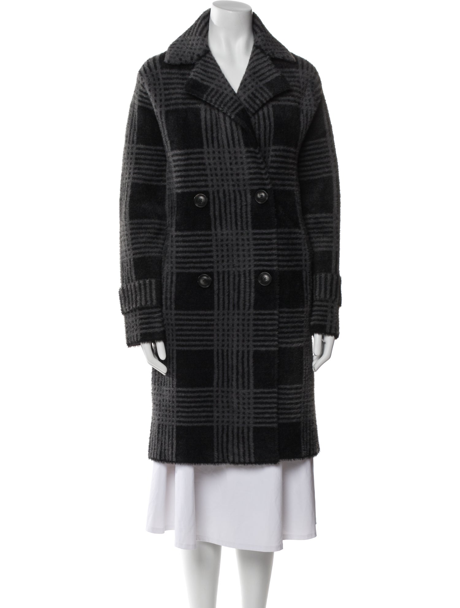 Pinko Plaid Print Peacoat