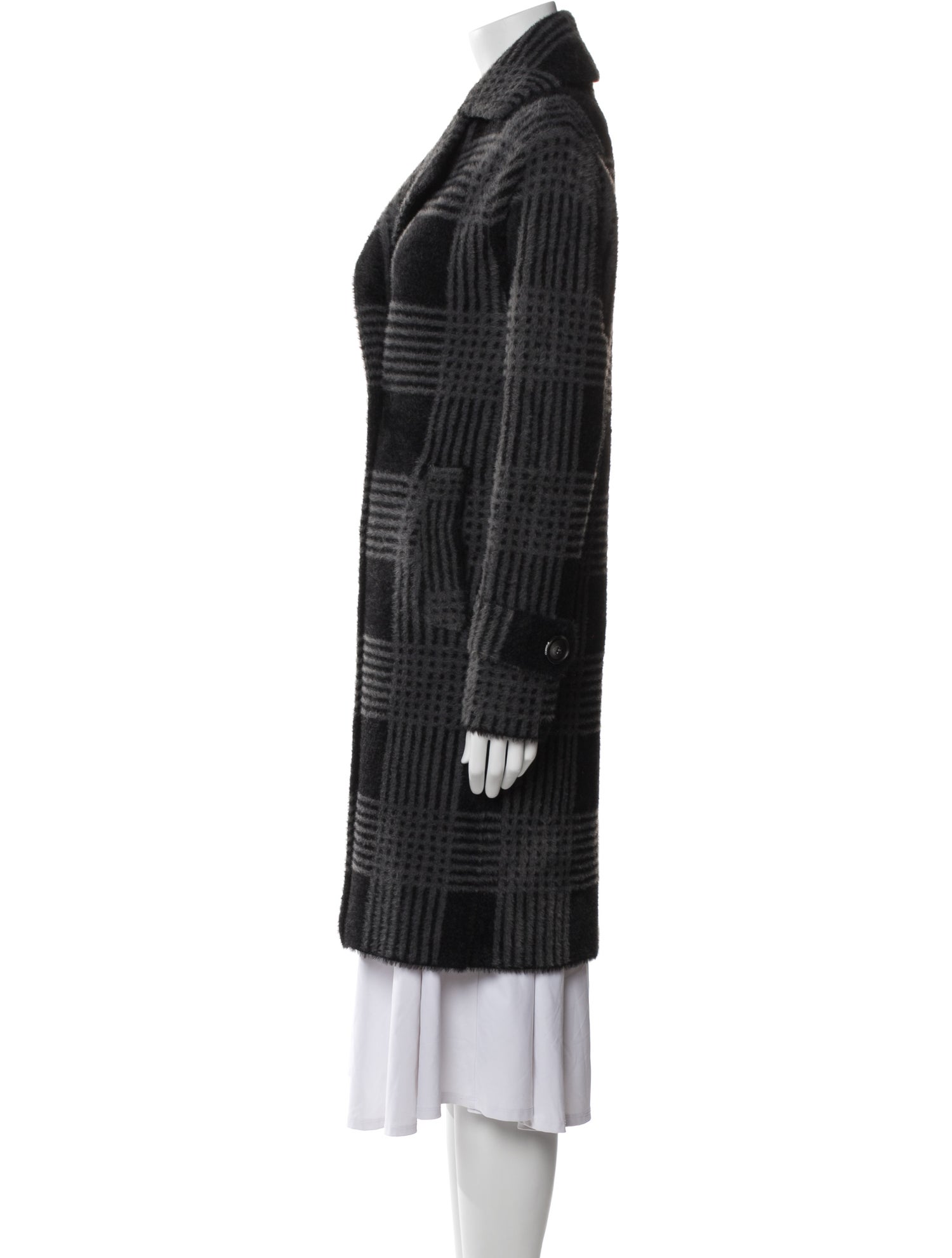 Pinko Plaid Print Peacoat