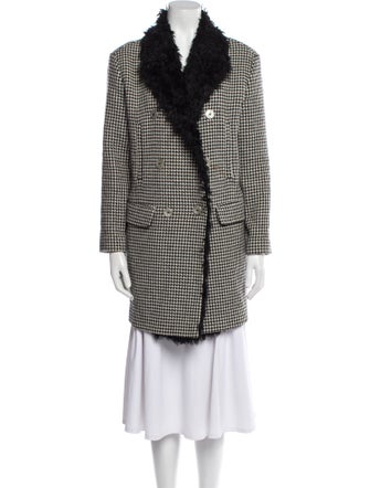 Pinko Virgin Wool Houndstooth Print Coat