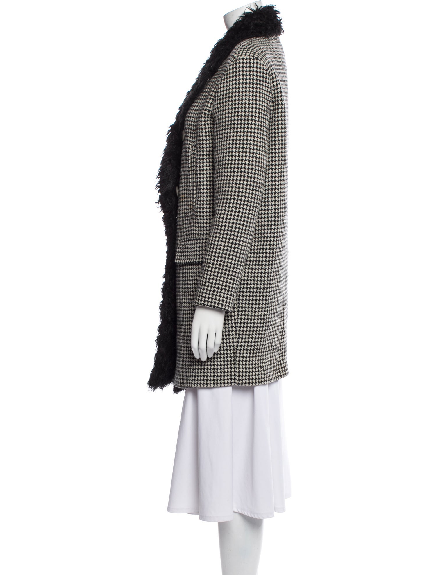Pinko Virgin Wool Houndstooth Print Coat