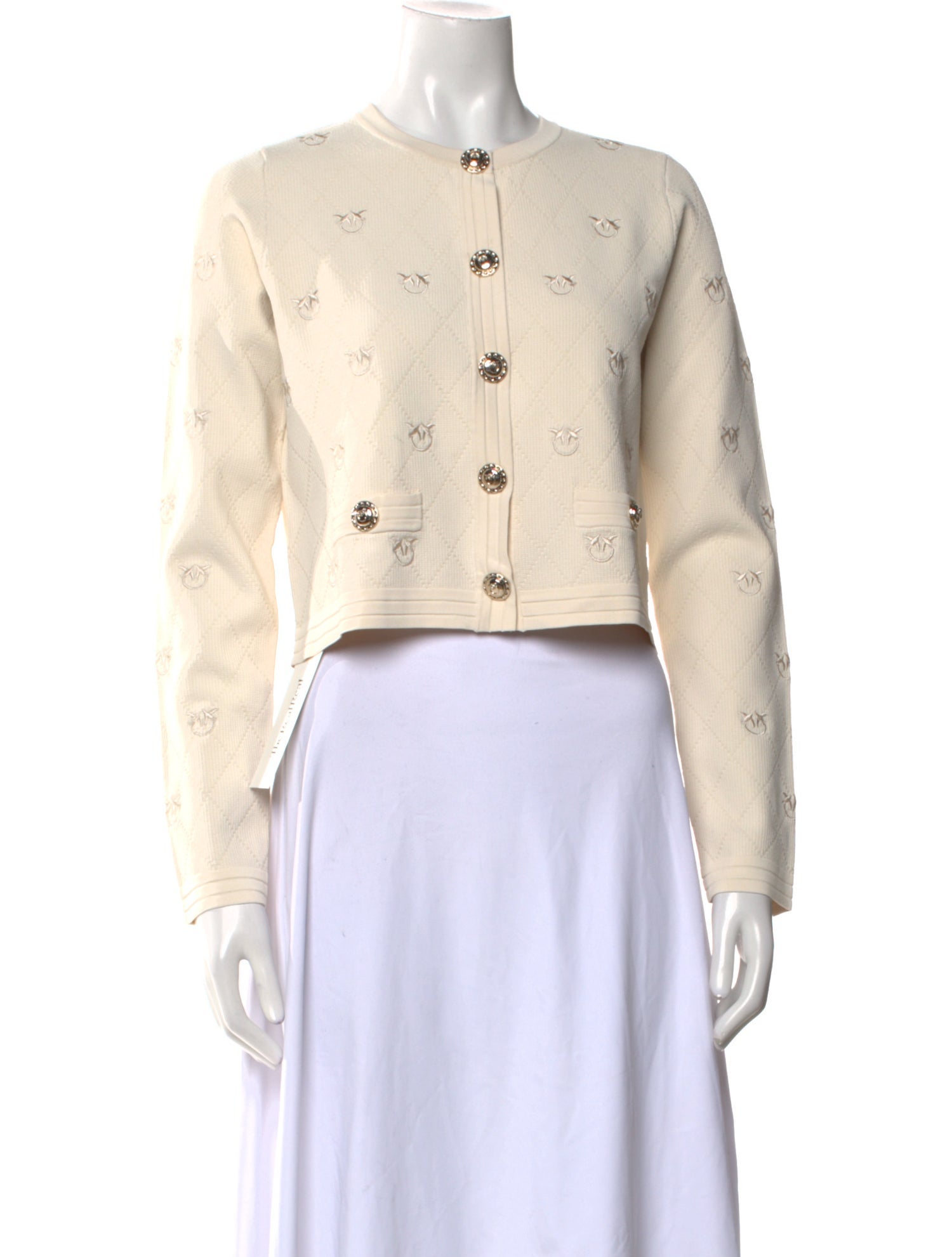 Pinko Printed Crew Neck Crop Top