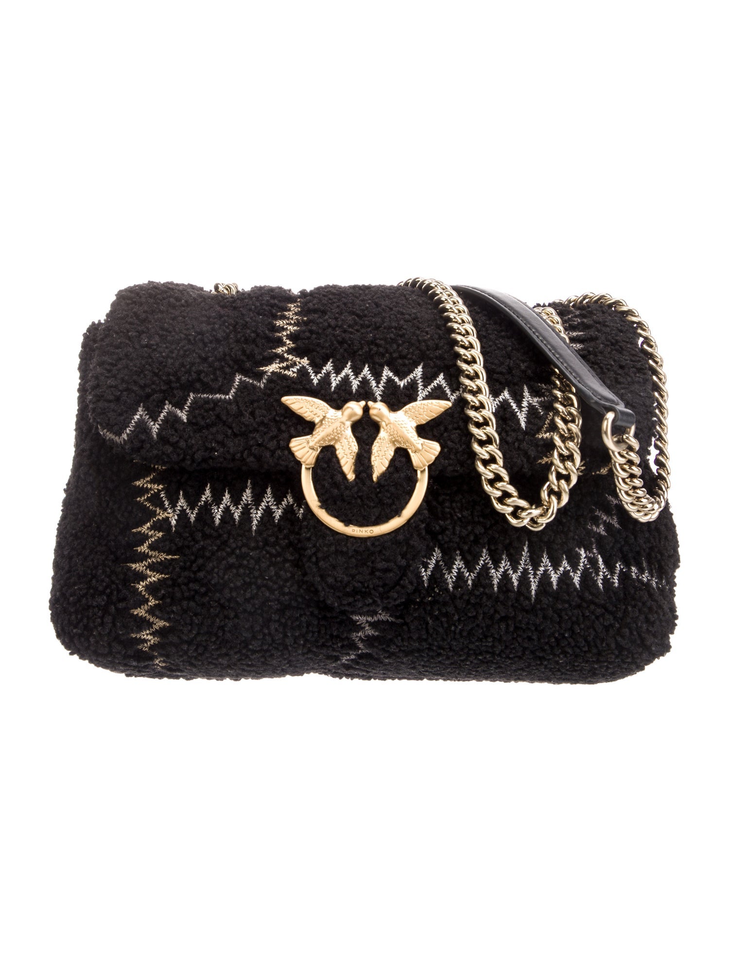Pinko Shearling Shoulder Bag
