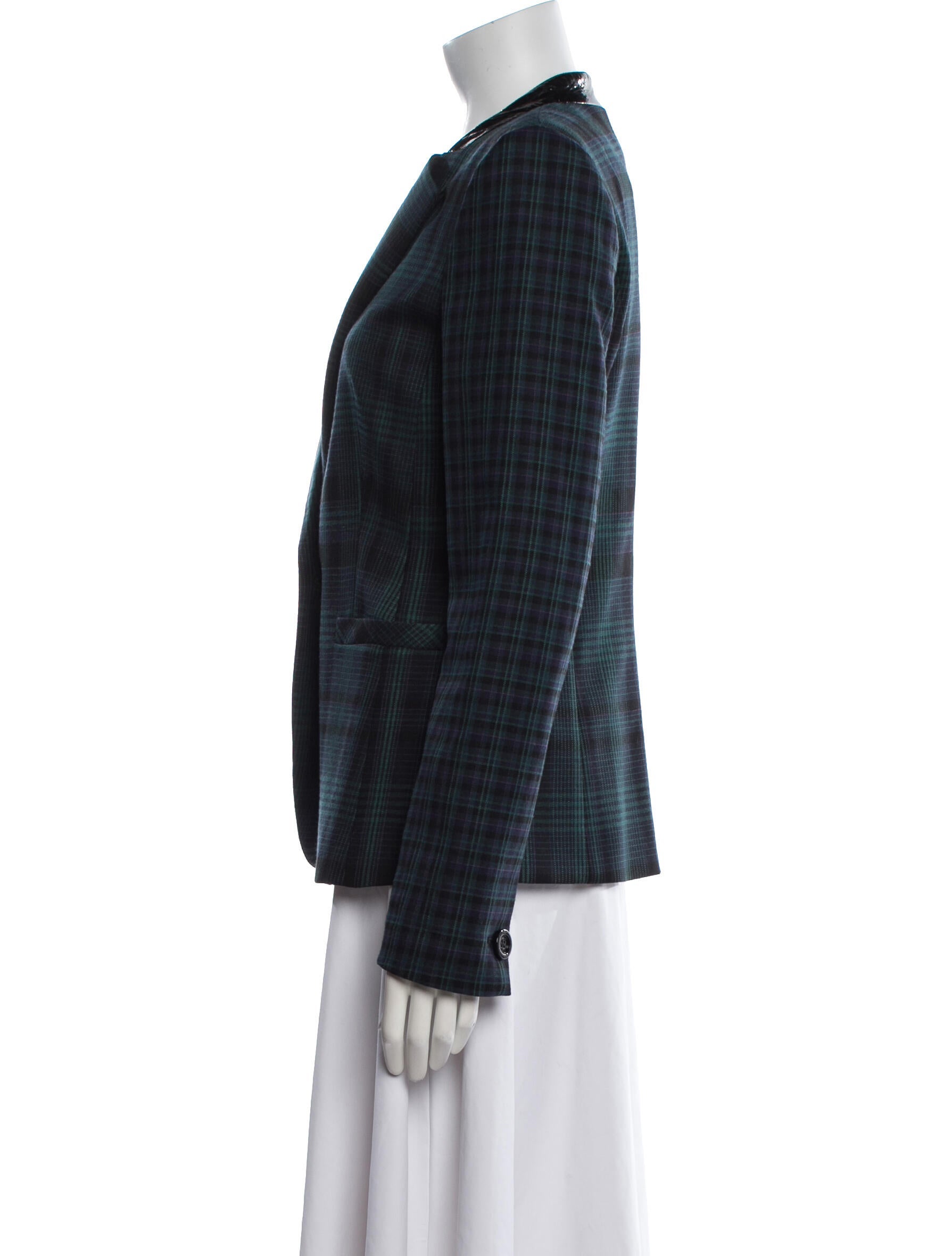 Pinko Virgin Wool Plaid Print Blazer