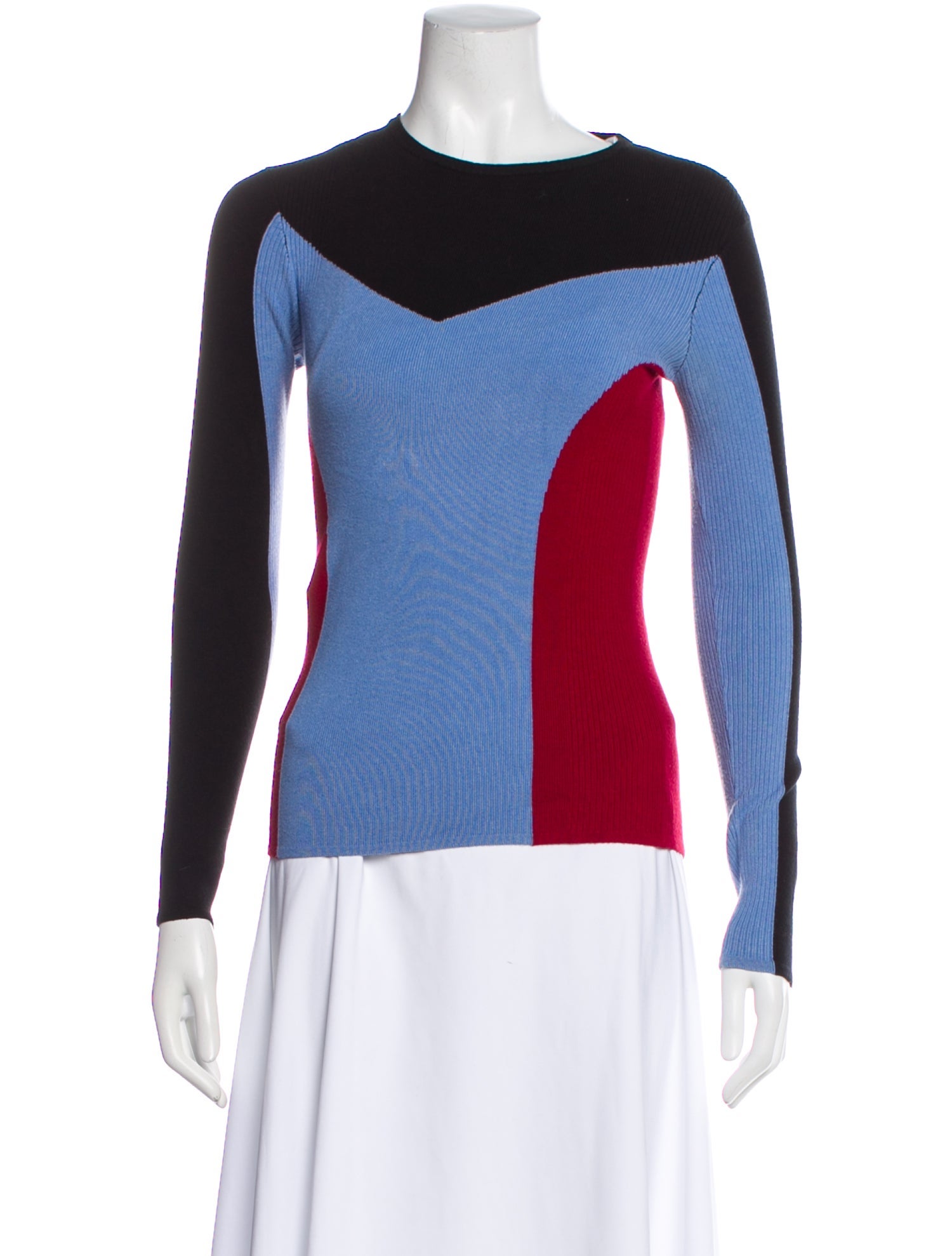 Pinko Colorblock Pattern Crew Neck Sweater